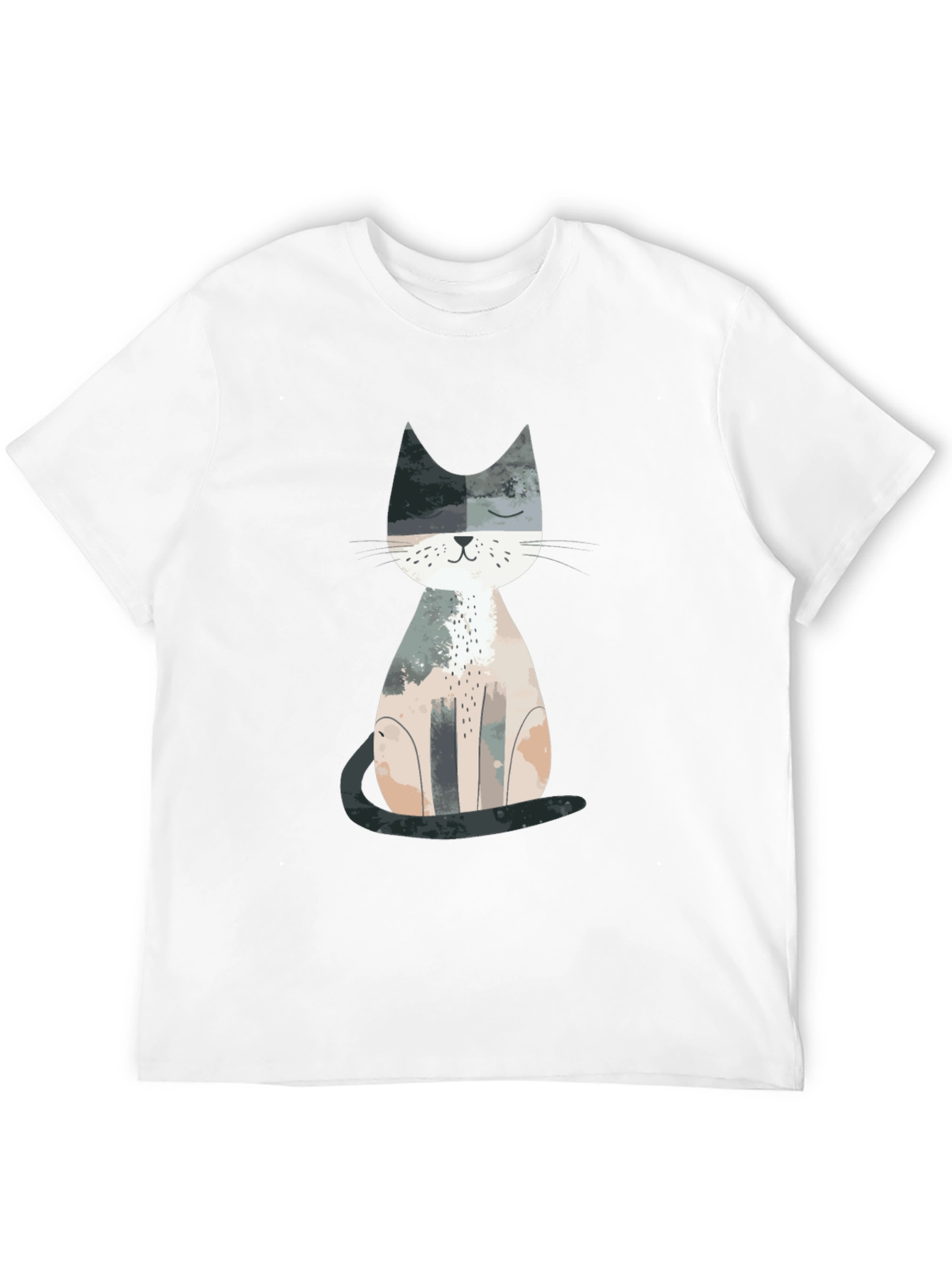 Black Cute Cat Graphic Print Crew Neck T-Shirt view 12