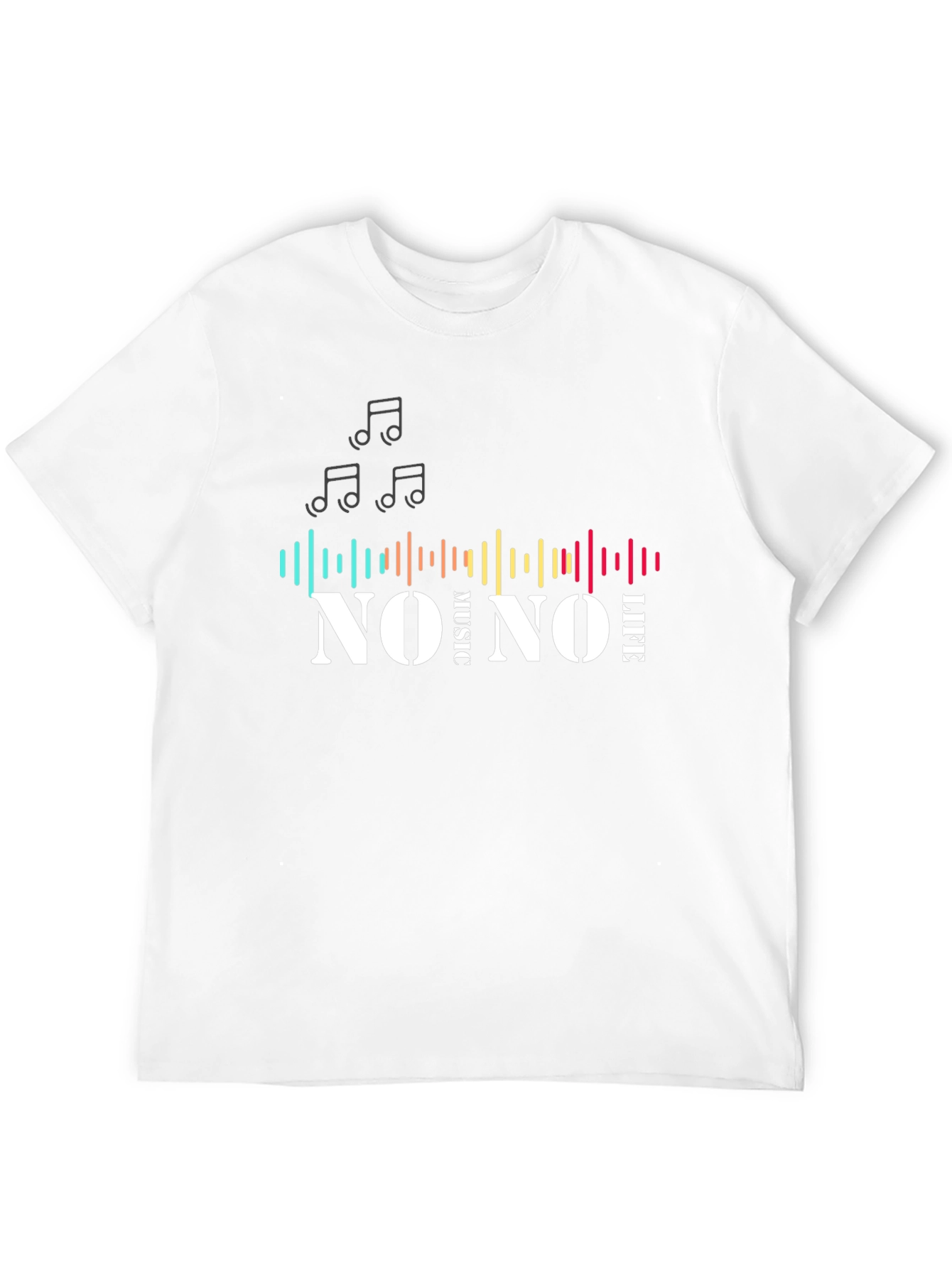 Black No Music No Life Black T-Shirt view 12