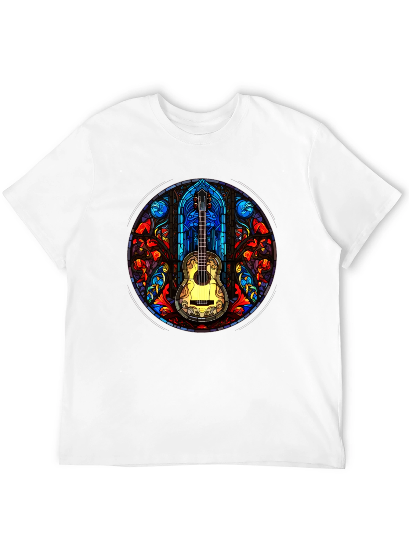 Black Stained Glass Guitar T-Shirt view 12