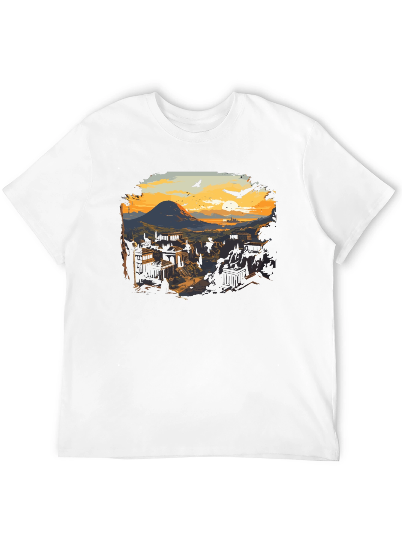 Black Ancient City Sunset T-Shirt view 12