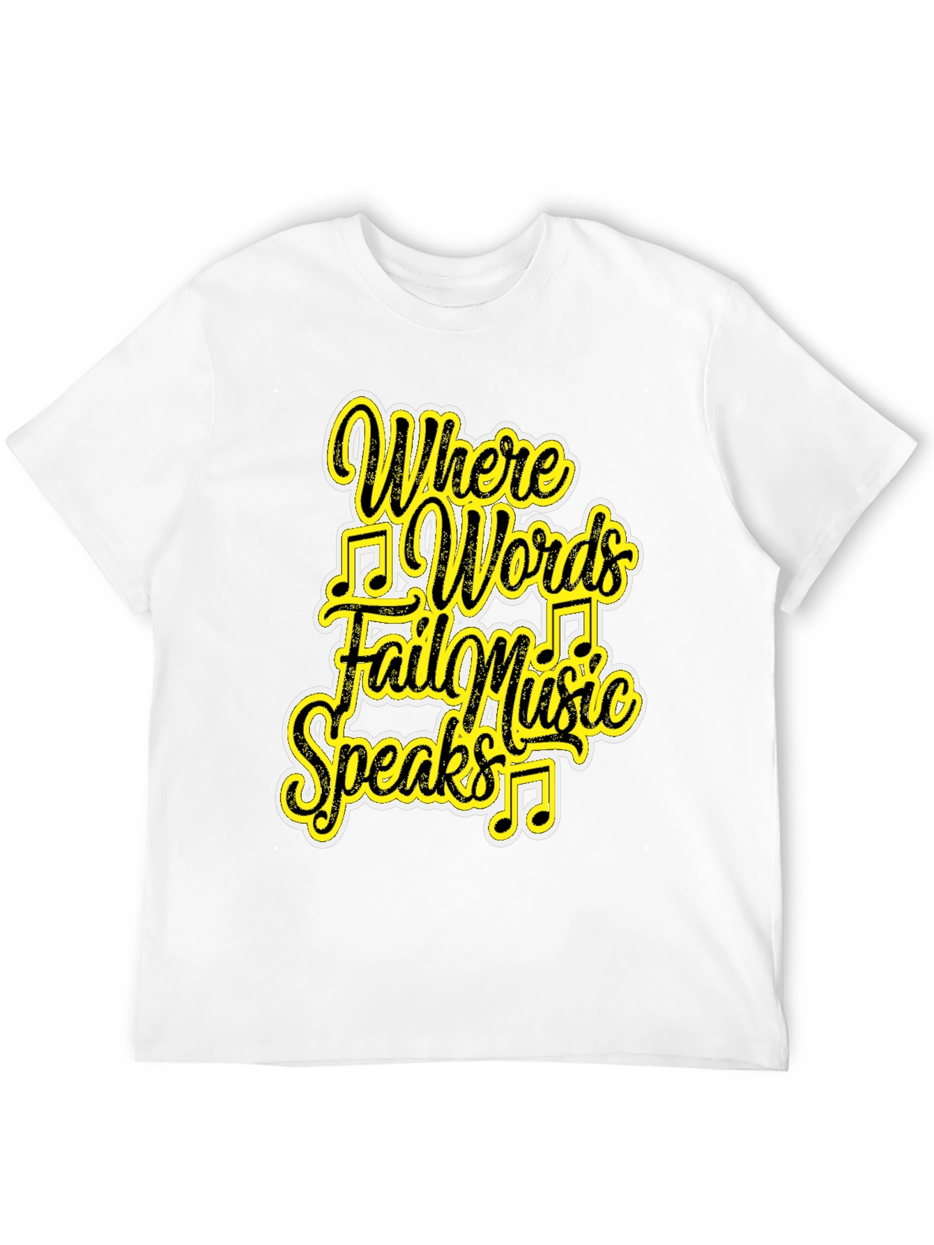 Black Music Speaks Graphic Tee - Black Cotton T-Shirt view 12