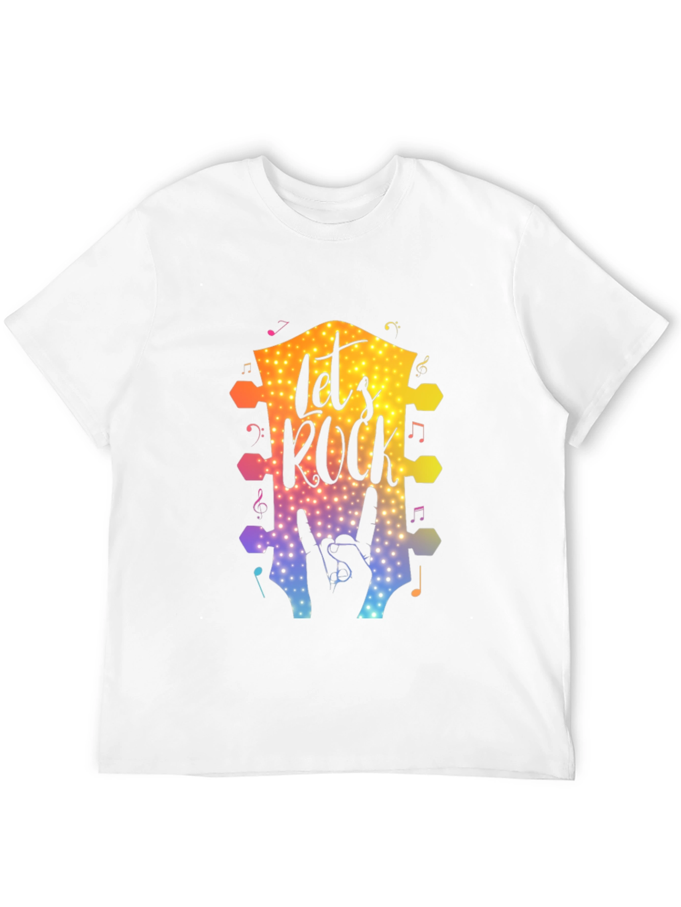 Black Let's Rock Graphic T-Shirt, Music Lover Tee view 12