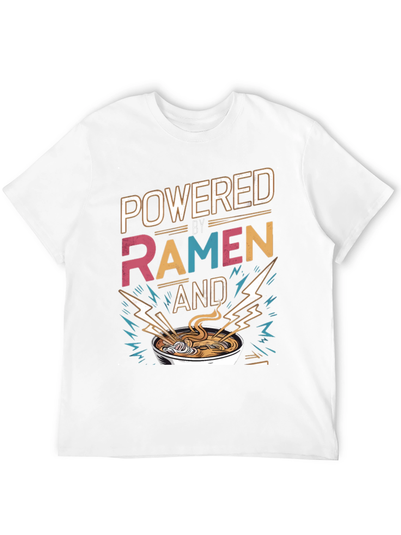 Black Powered By Ramen T-Shirt - Graphic Tee, Foodie Fashion view 12