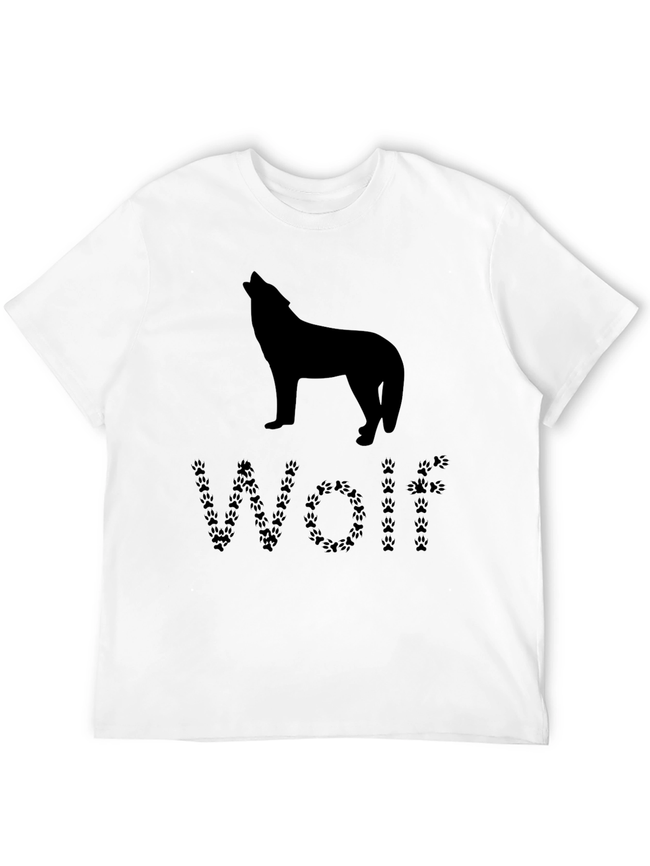 Black Wolf Silhouette Paw Print T-Shirt view 12