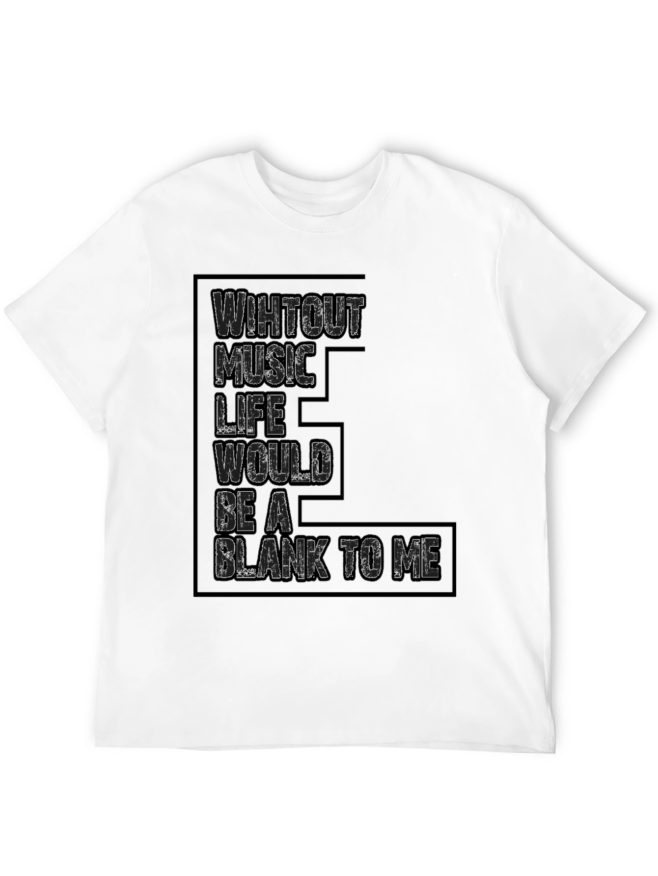 Black Music Lover Black T-Shirt - Without Music Life Blank To Me view 12