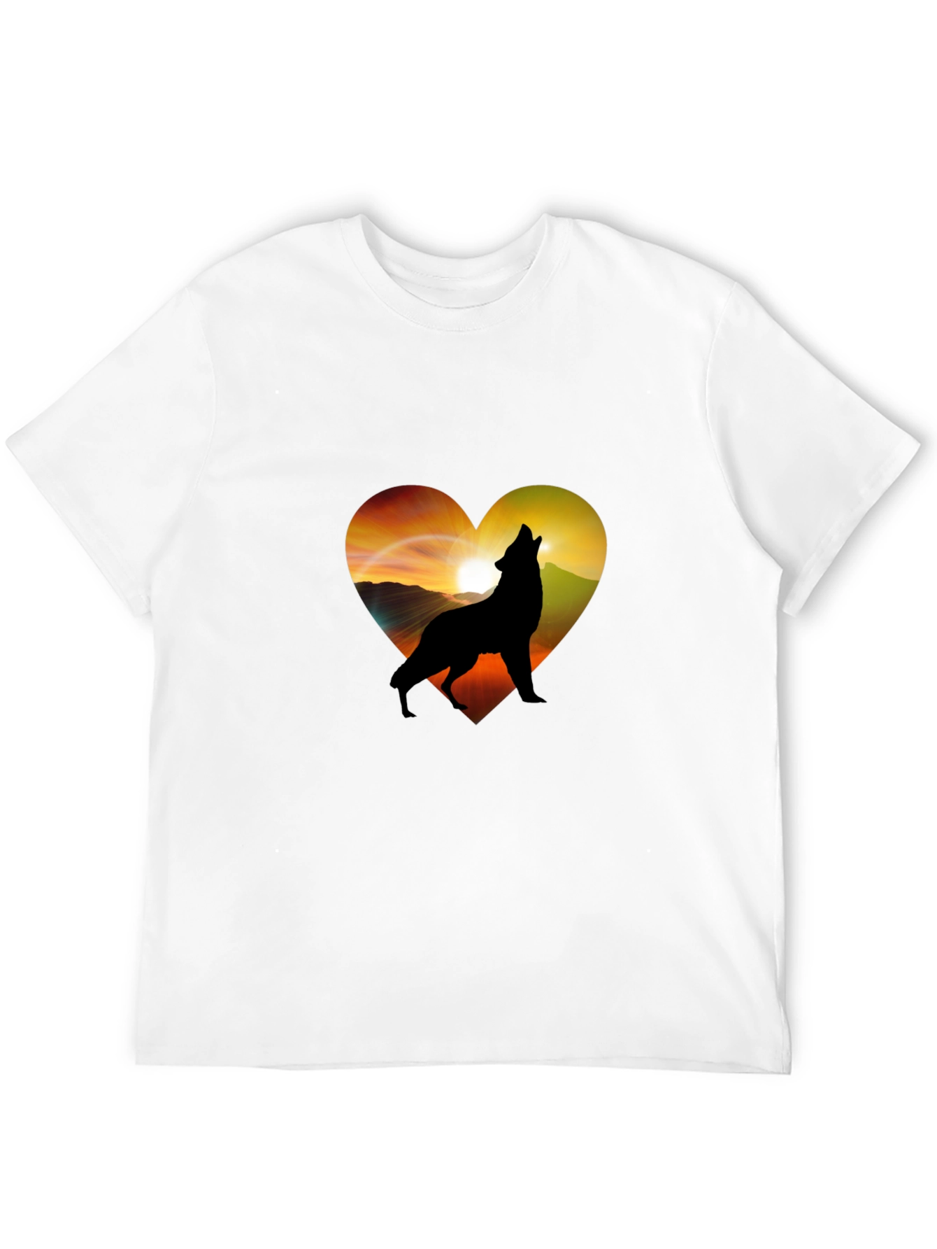 Black Wolf Heart Graphic T-Shirt - Men's Black Tee view 12