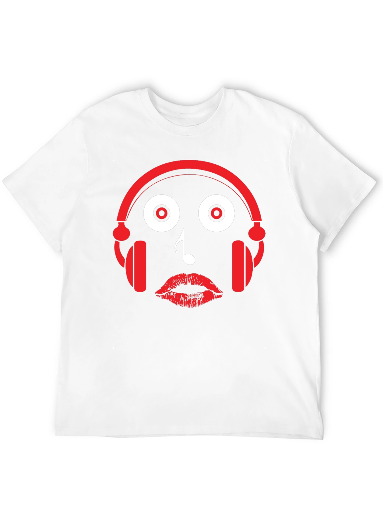 Black Music Lover's Tee: Headphones, Note, Lips Graphic T-Shirt view 12