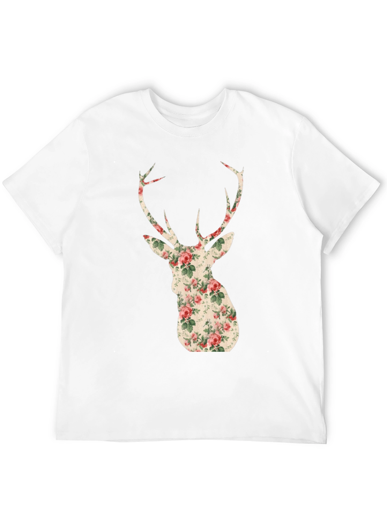 Black Floral Deer Head Graphic Tee - Trendy Animal Print view 12