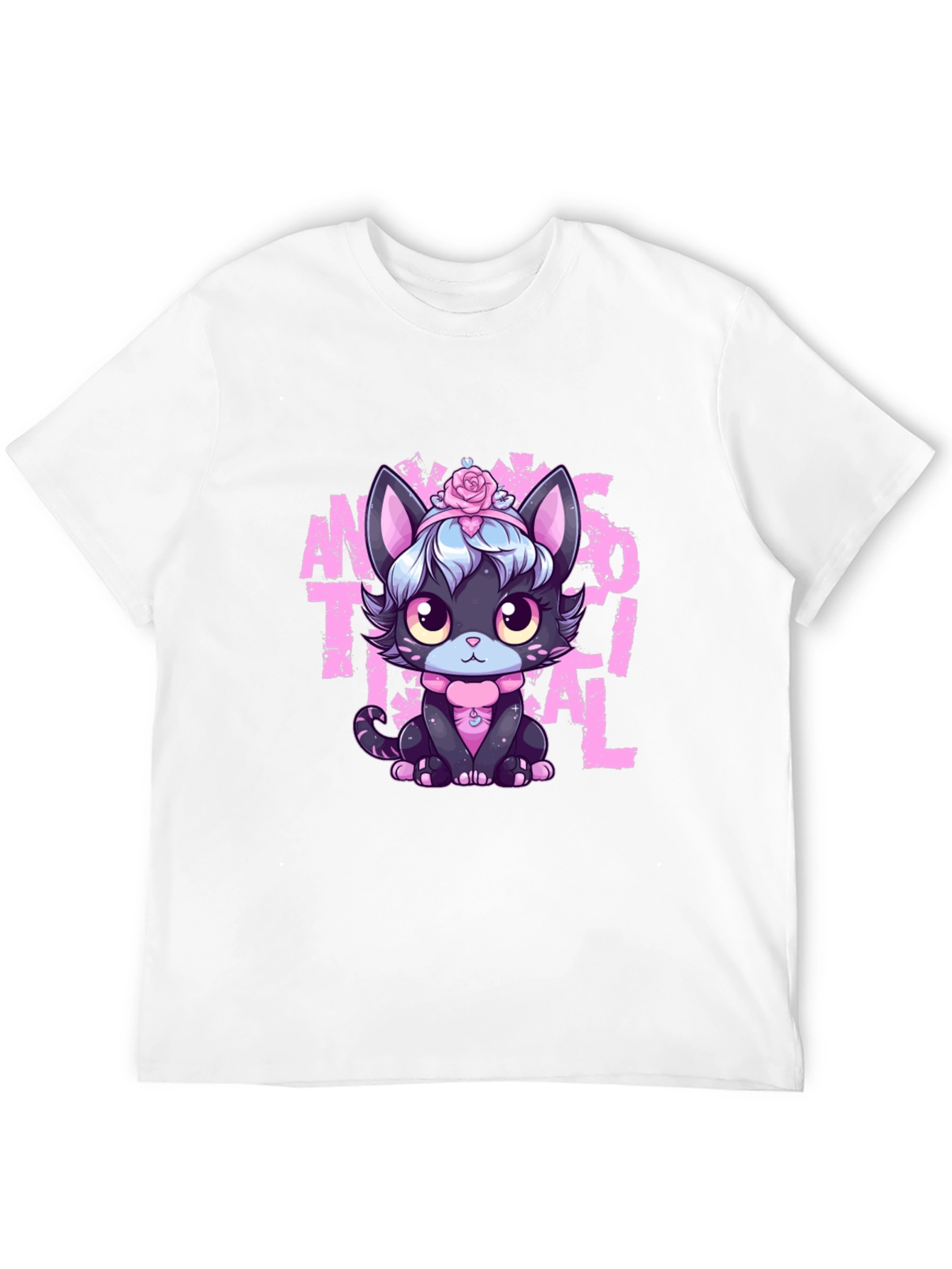 Black Anime Aesthetic Cat T-Shirt view 12