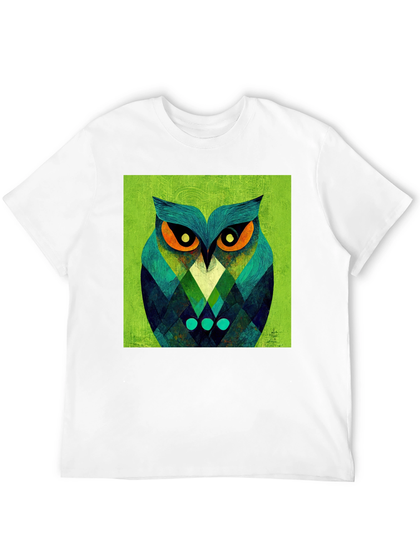 Black Geometric Owl Graphic Tee - Black Cotton Blend view 12