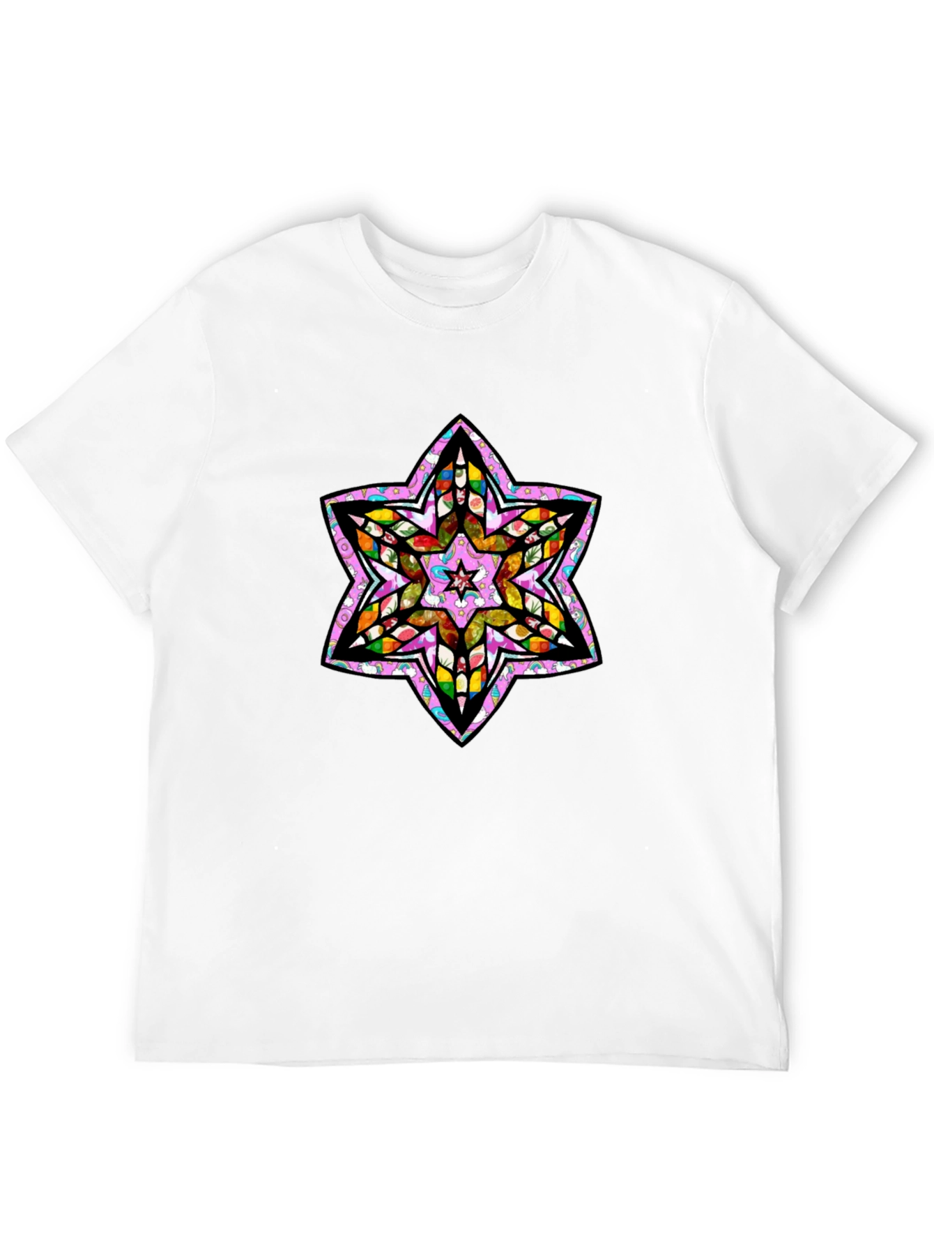 Black Six Point Star Graphic Tee - Men's Black T-Shirt view 12