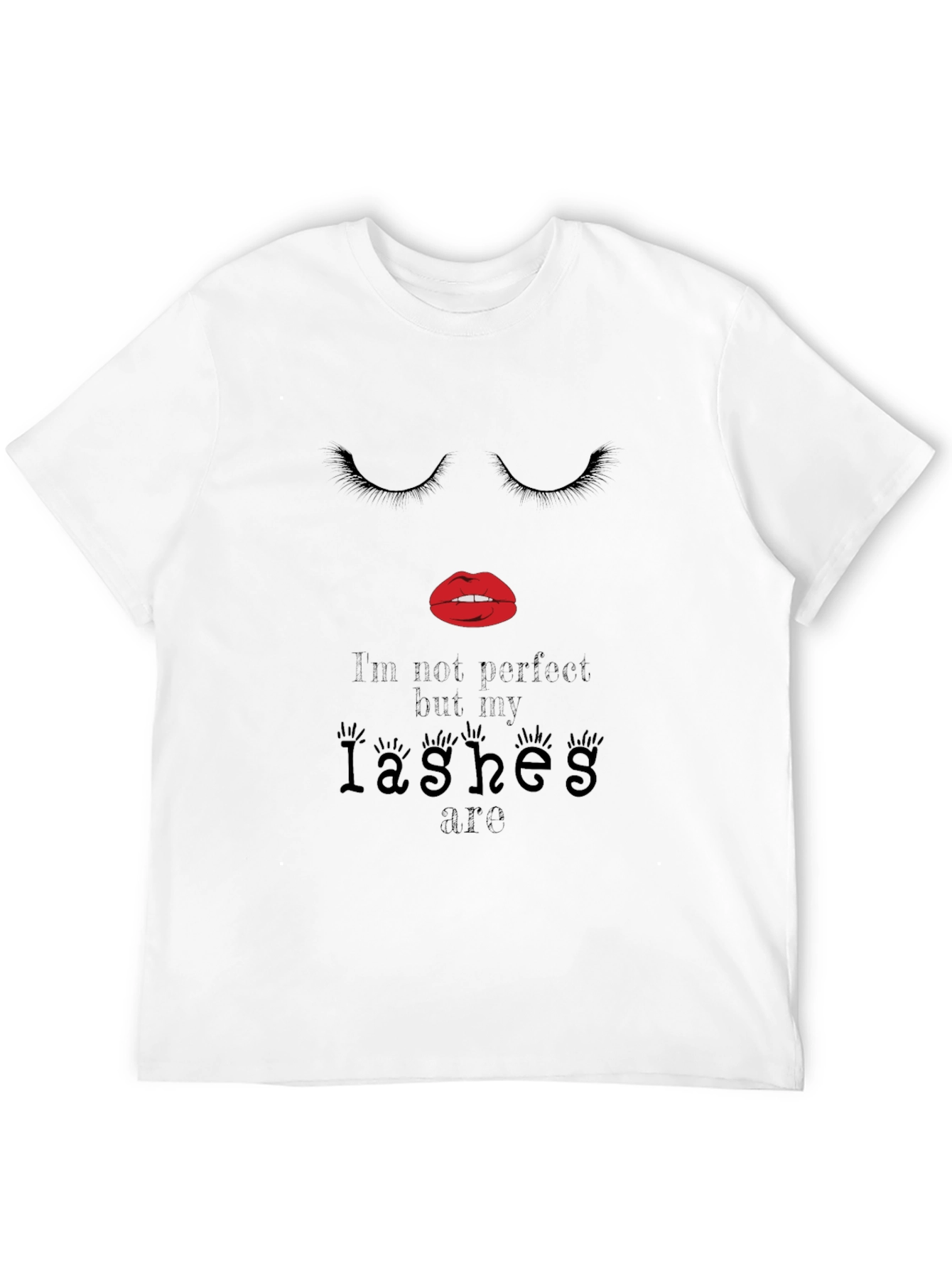 Black Womens Fashion Eyelashes Graphic Tee view 12
