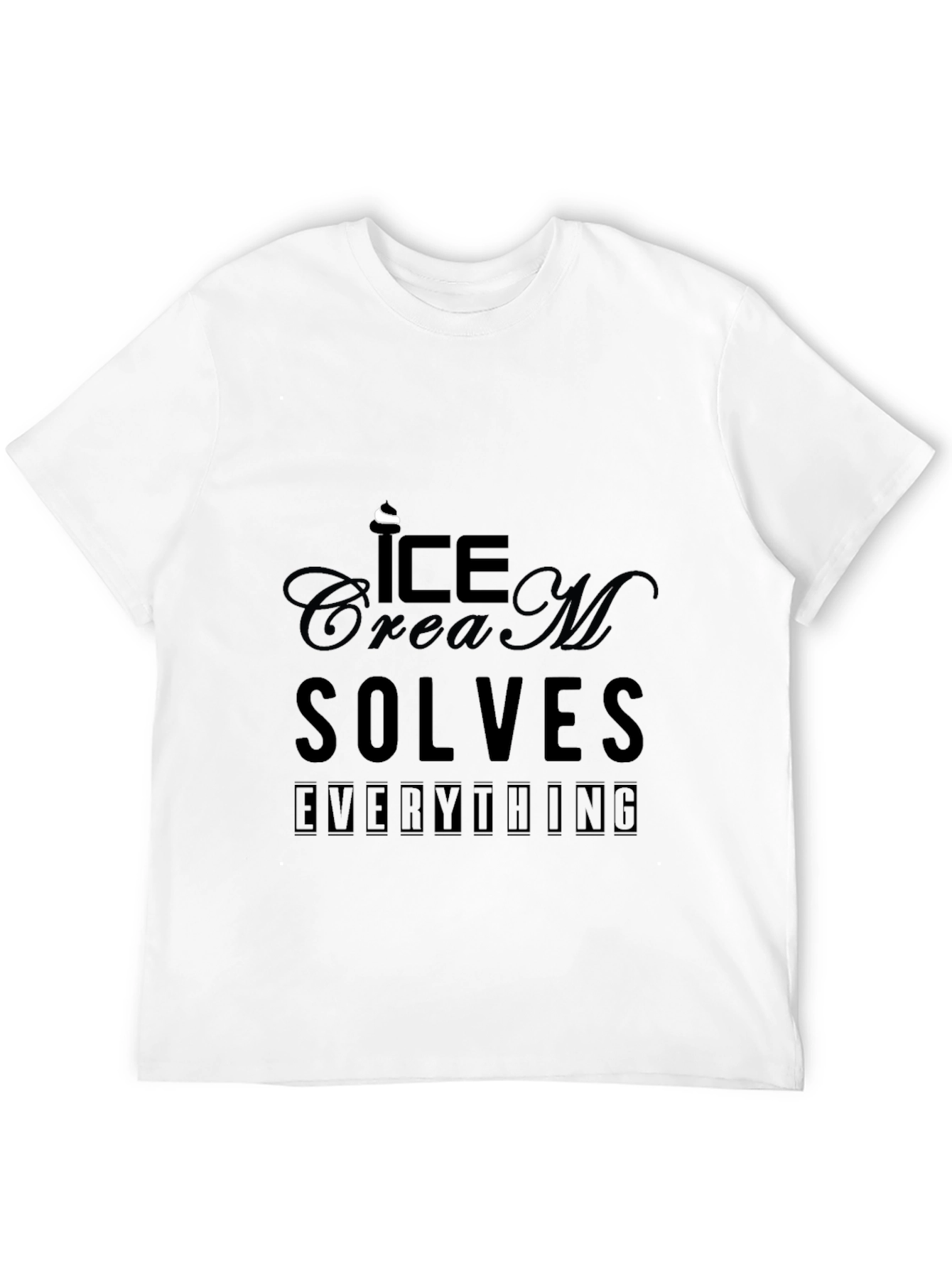 Black Ice Cream Solves Everything Graphic Tee - Black view 12