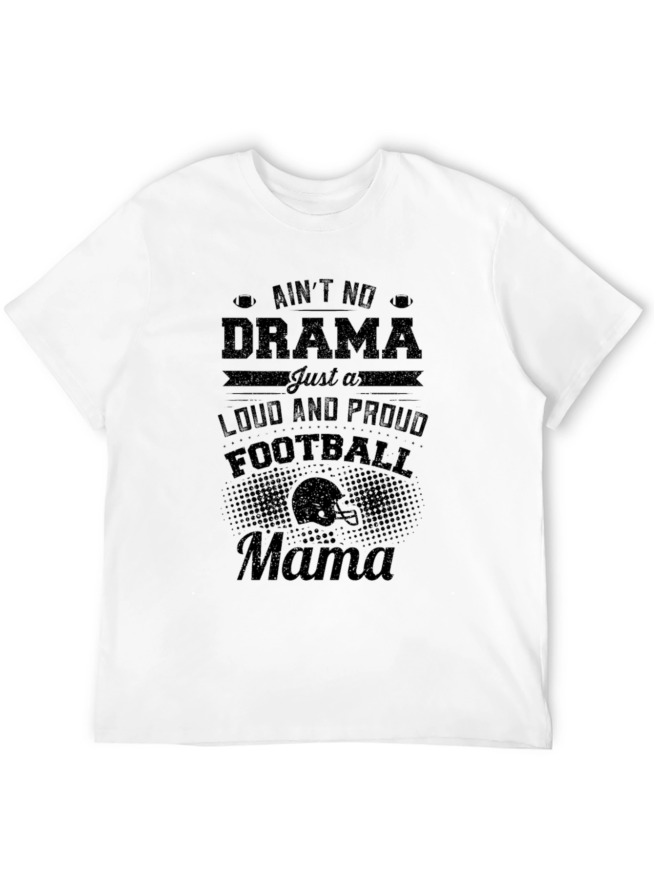 Black Ain't No Drama Football Mama T-Shirt view 12