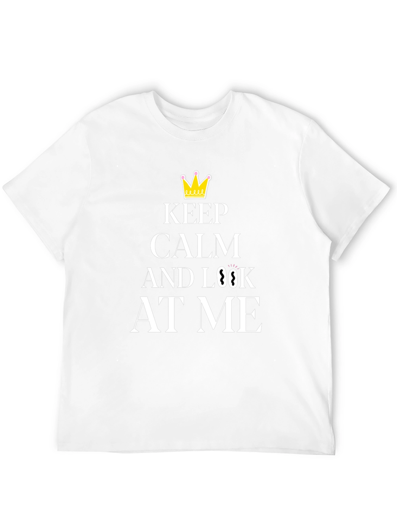 Keep Calm and Look At Me Black Graphic Tee - 12
