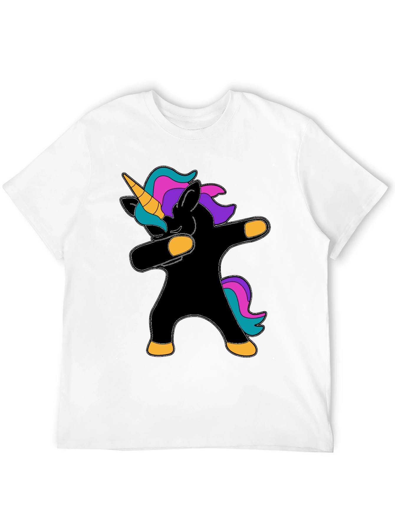 Dabbing Unicorn Graphic Tee - Black Cotton T-Shirt - 12