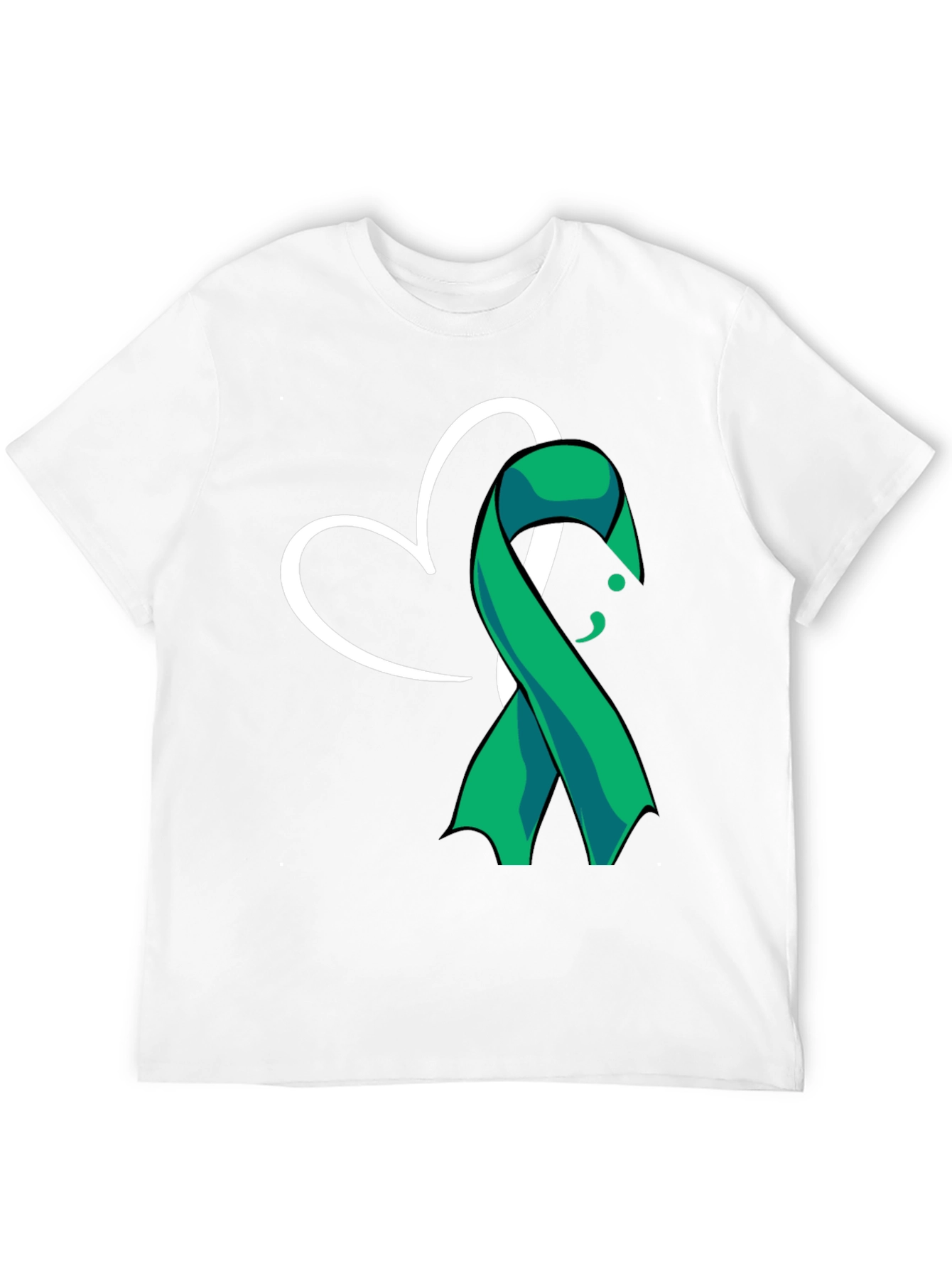 Black Semicolon Heart Ribbon Mental Health T-Shirt view 12