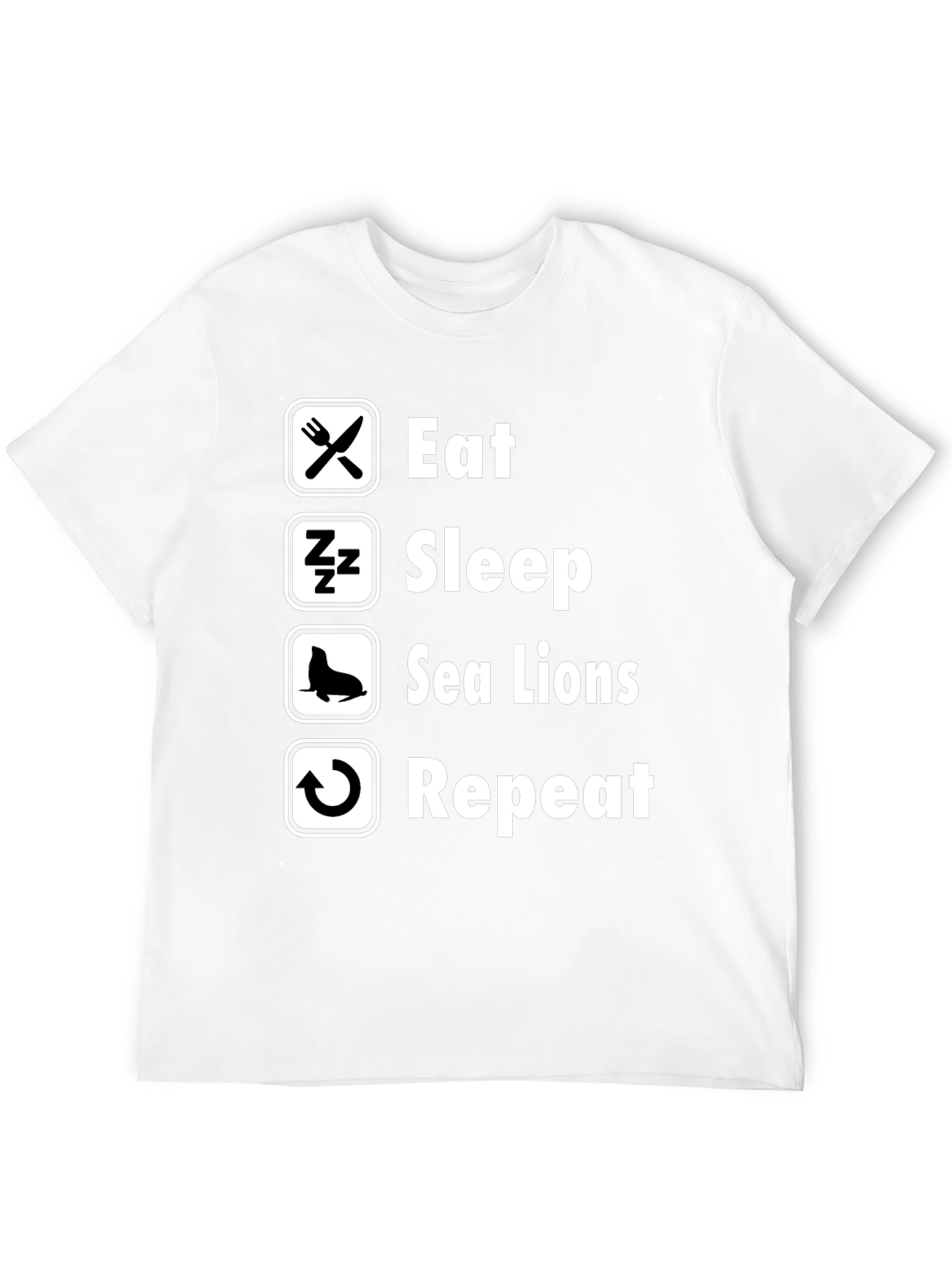 Black Eat Sleep Sea Lions Repeat Black T-Shirt view 12