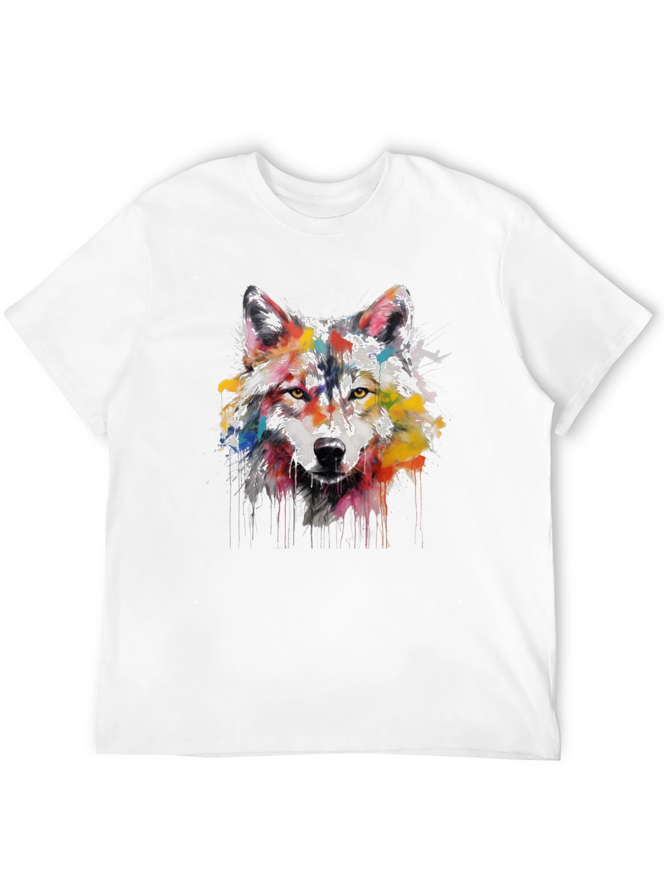 Black Wolf Art Print Men's Black Graphic Tee view 12