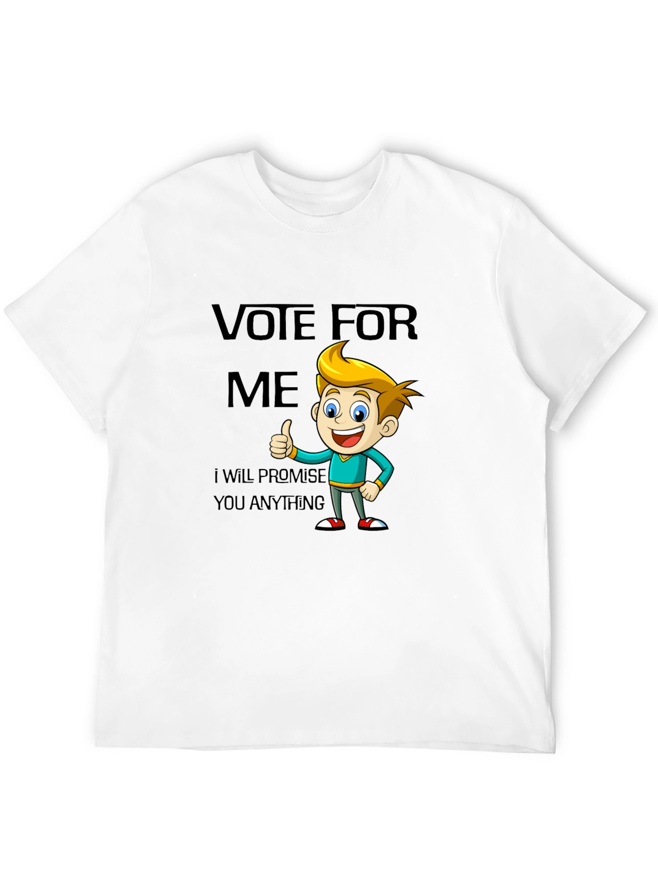 Black Vote For Me Funny Cartoon T-Shirt view 12