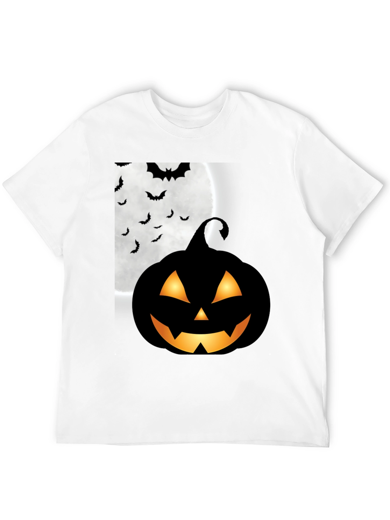 Black Halloween Pumpkin Bat Moon Graphic T-Shirt view 12
