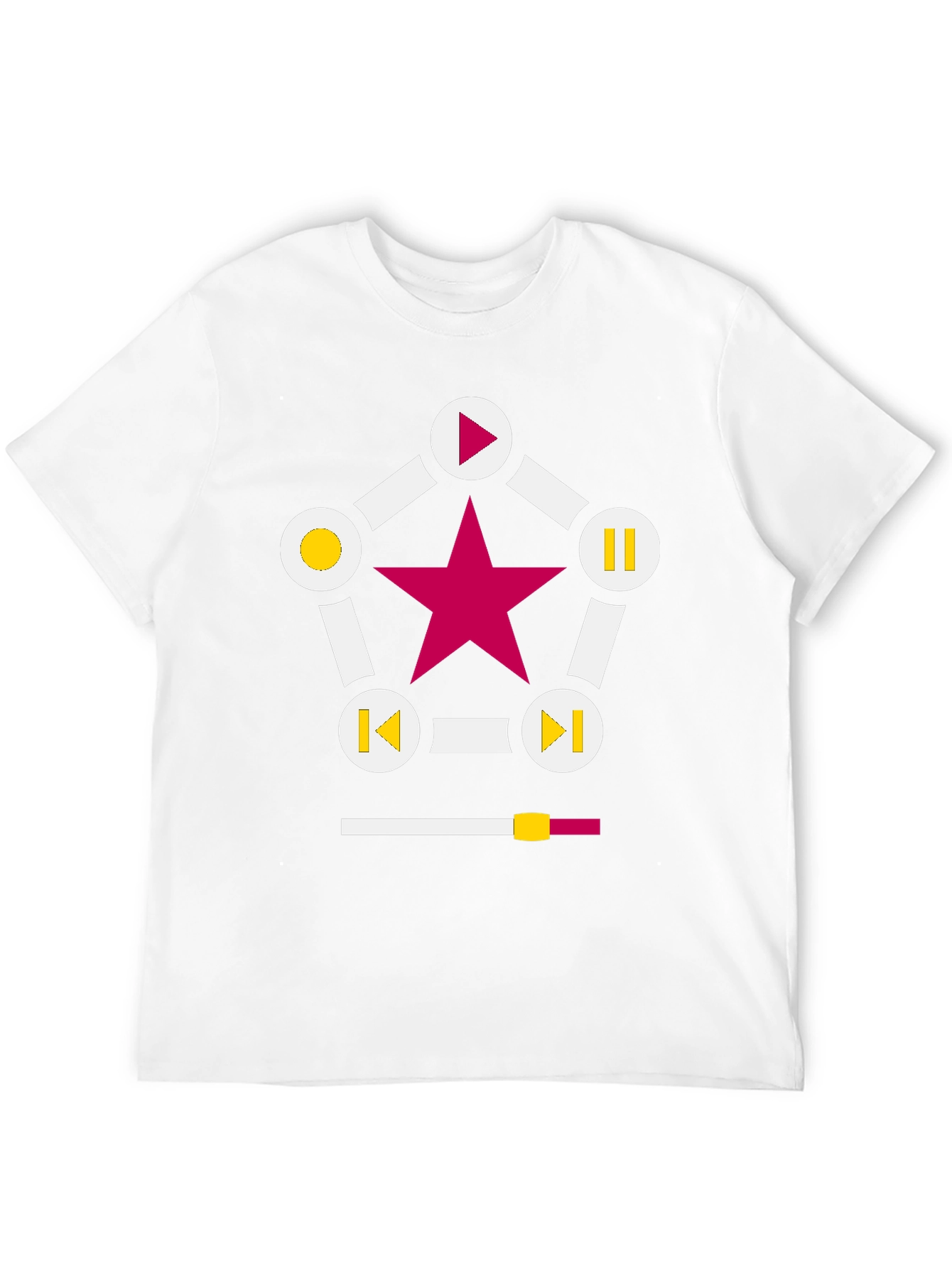 Black Retro Music Star T-Shirt - Black, Play Pause Design view 12