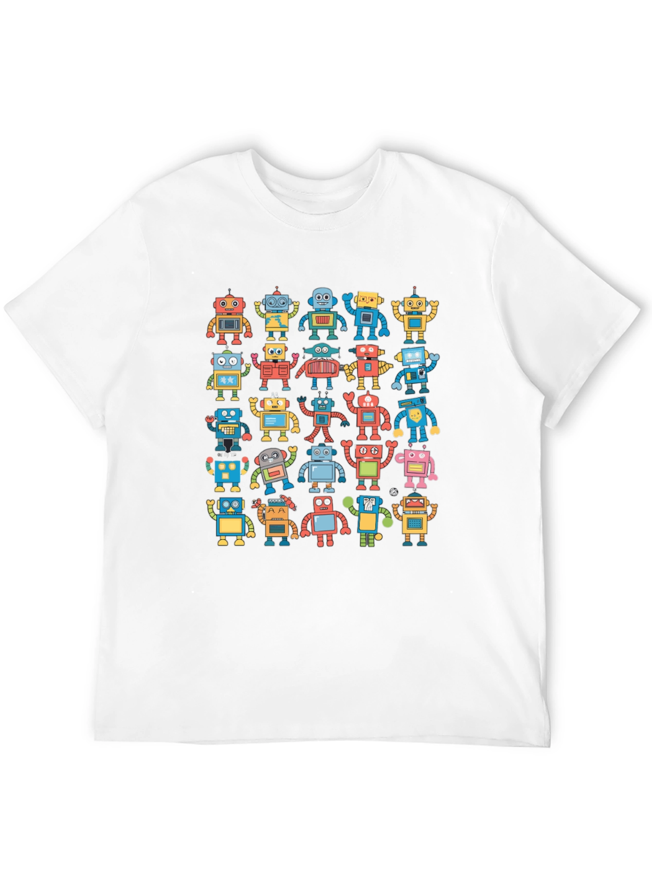 Black Retro Robot Print Black T-Shirt view 12