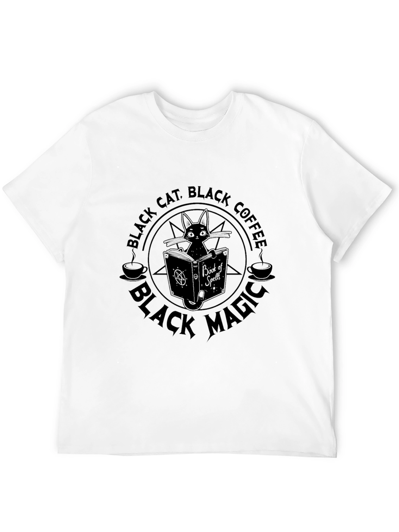 Black Black Cat Coffee Magic T-Shirt - Unisex Graphic Tee view 12