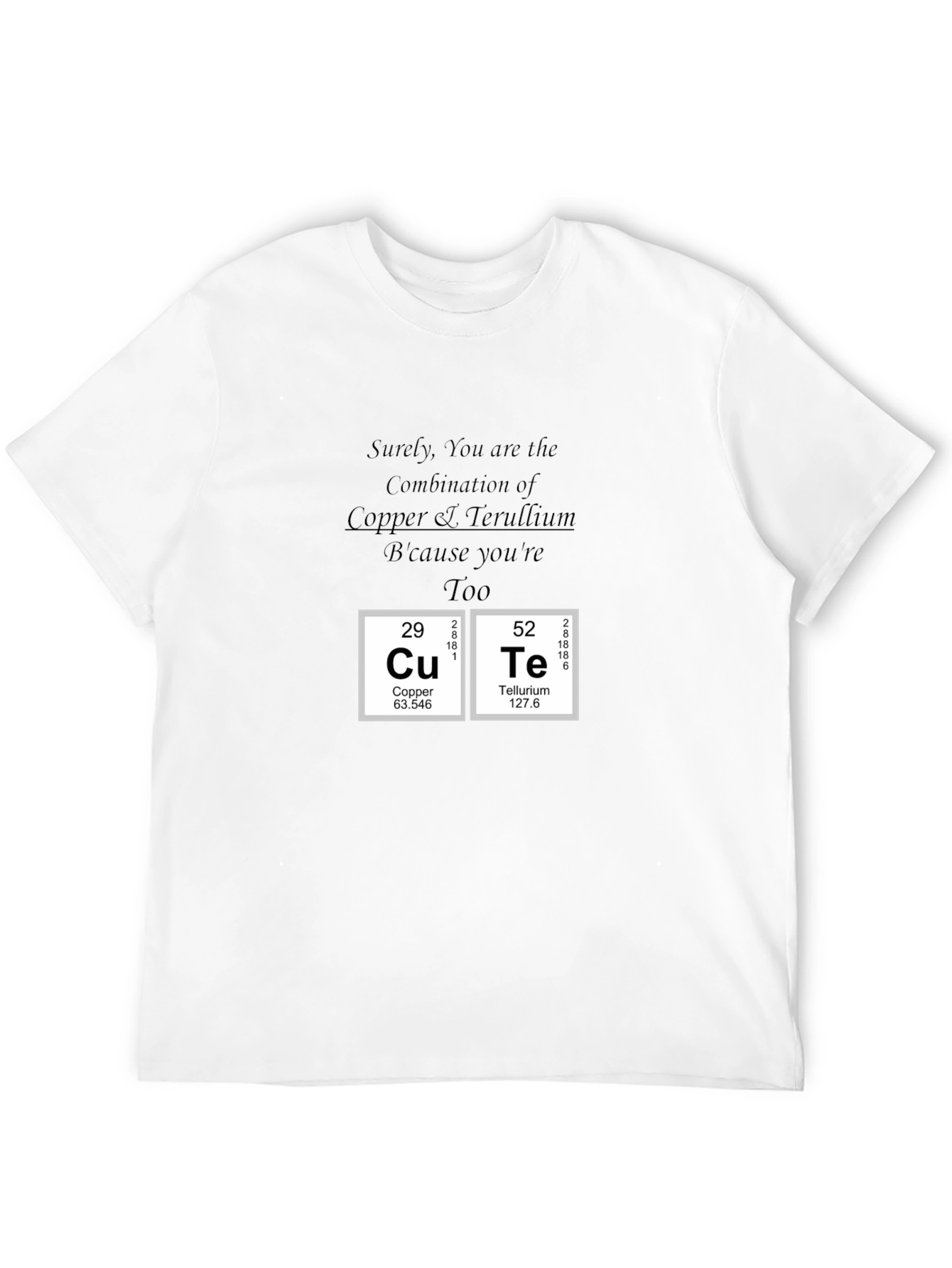 Black Cute Copper Tellurium Periodic Table T-Shirt view 12