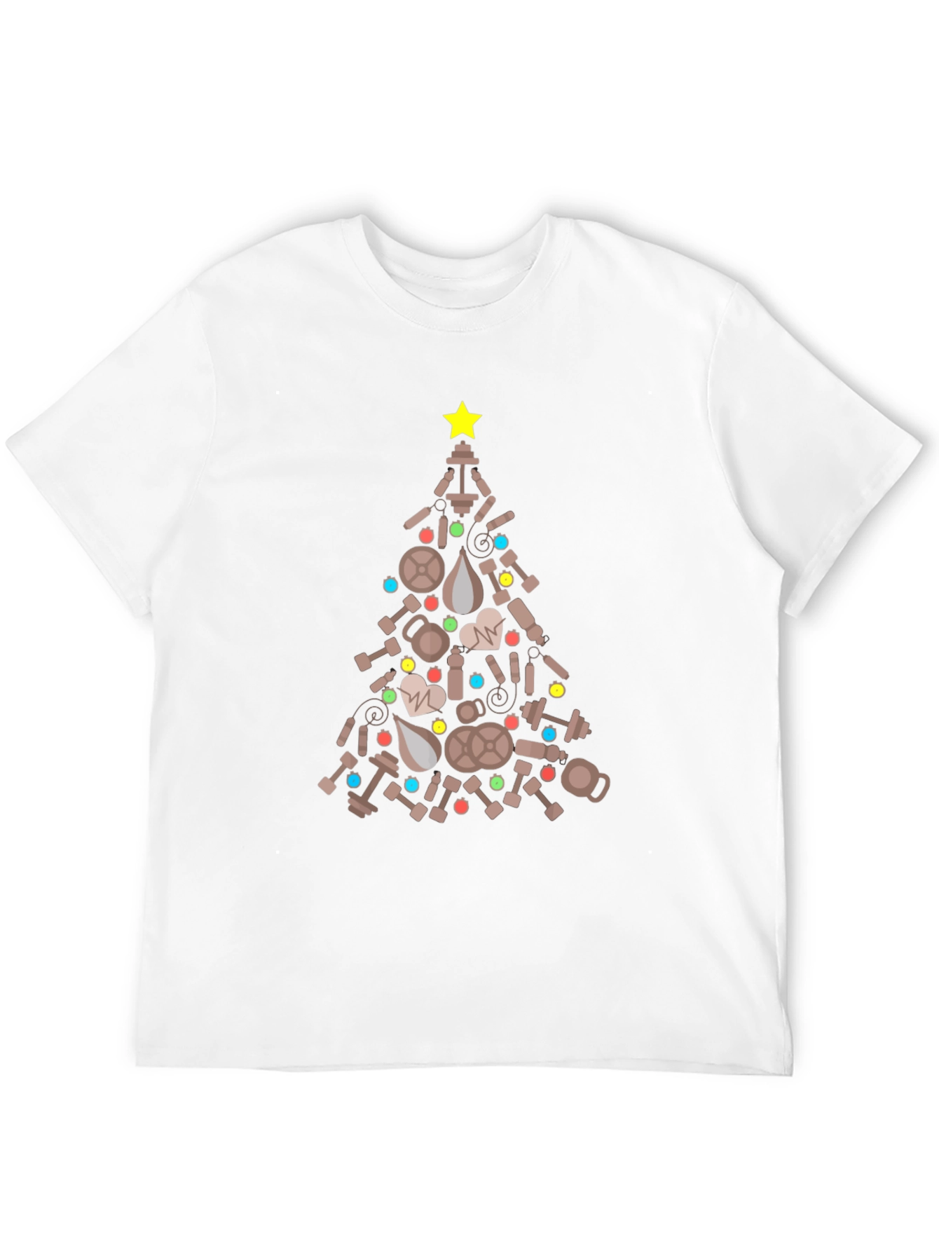 Black Fitness Christmas Tree Graphic Tee - Holiday Workout Shirt view 12