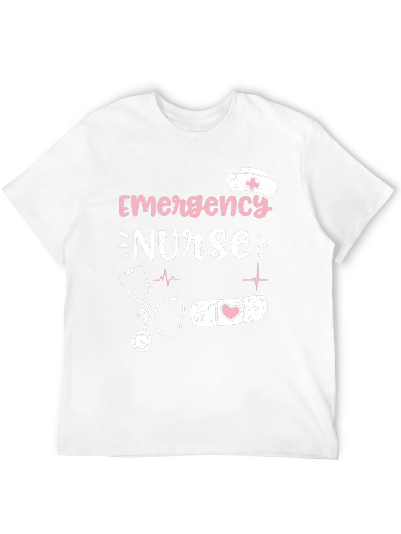 Black Emergency Nurse T-Shirt: Heartbeat, Stethoscope Graphic Tee view 12