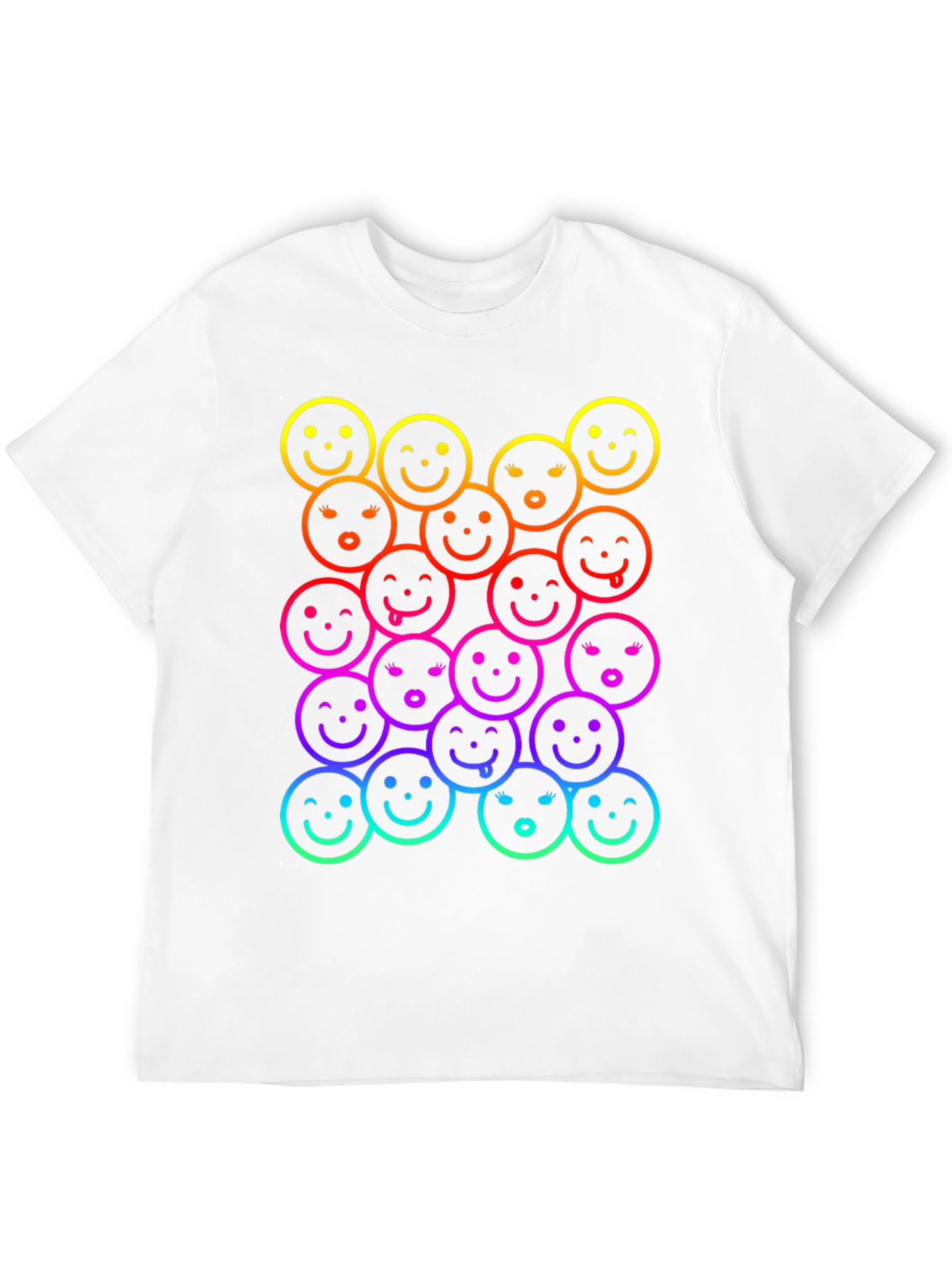 Black Rainbow Smiley Face Graphic Print T-Shirt view 12