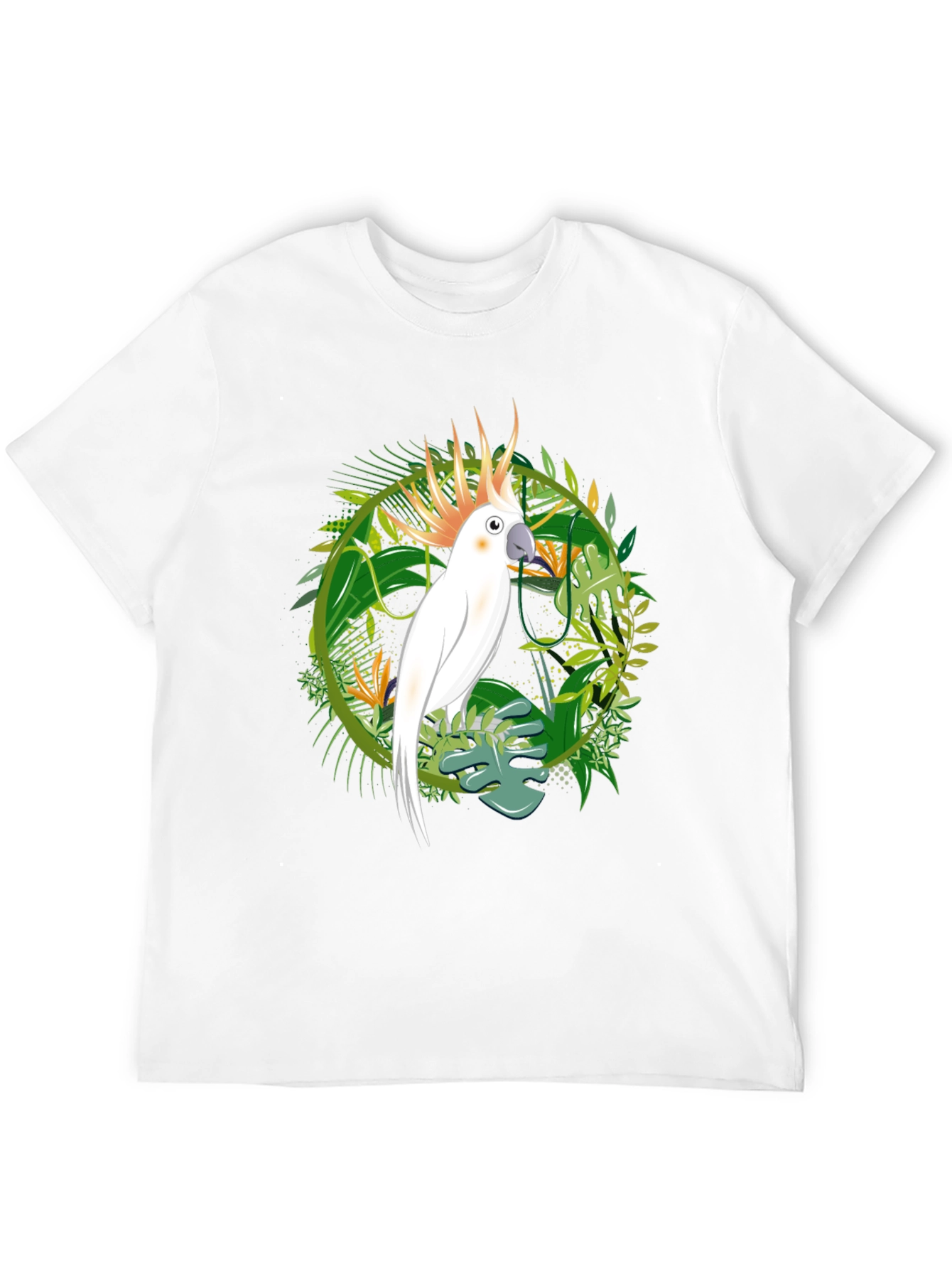 Tropical Cockatoo Graphic Tee - Men's Black T-Shirt - 12