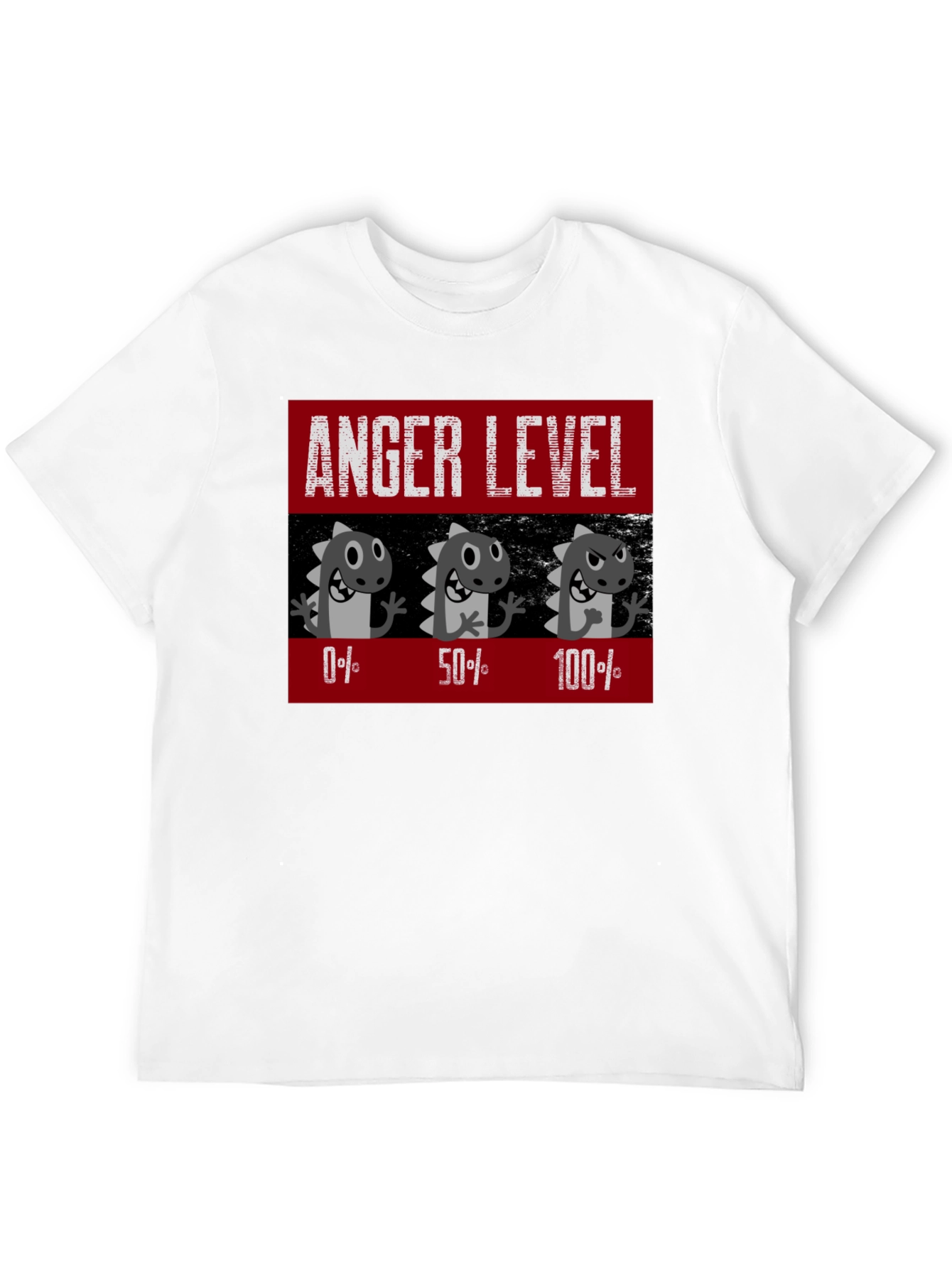 Black Anger Level T-Shirt, Funny Dinosaur Mood Tee view 12