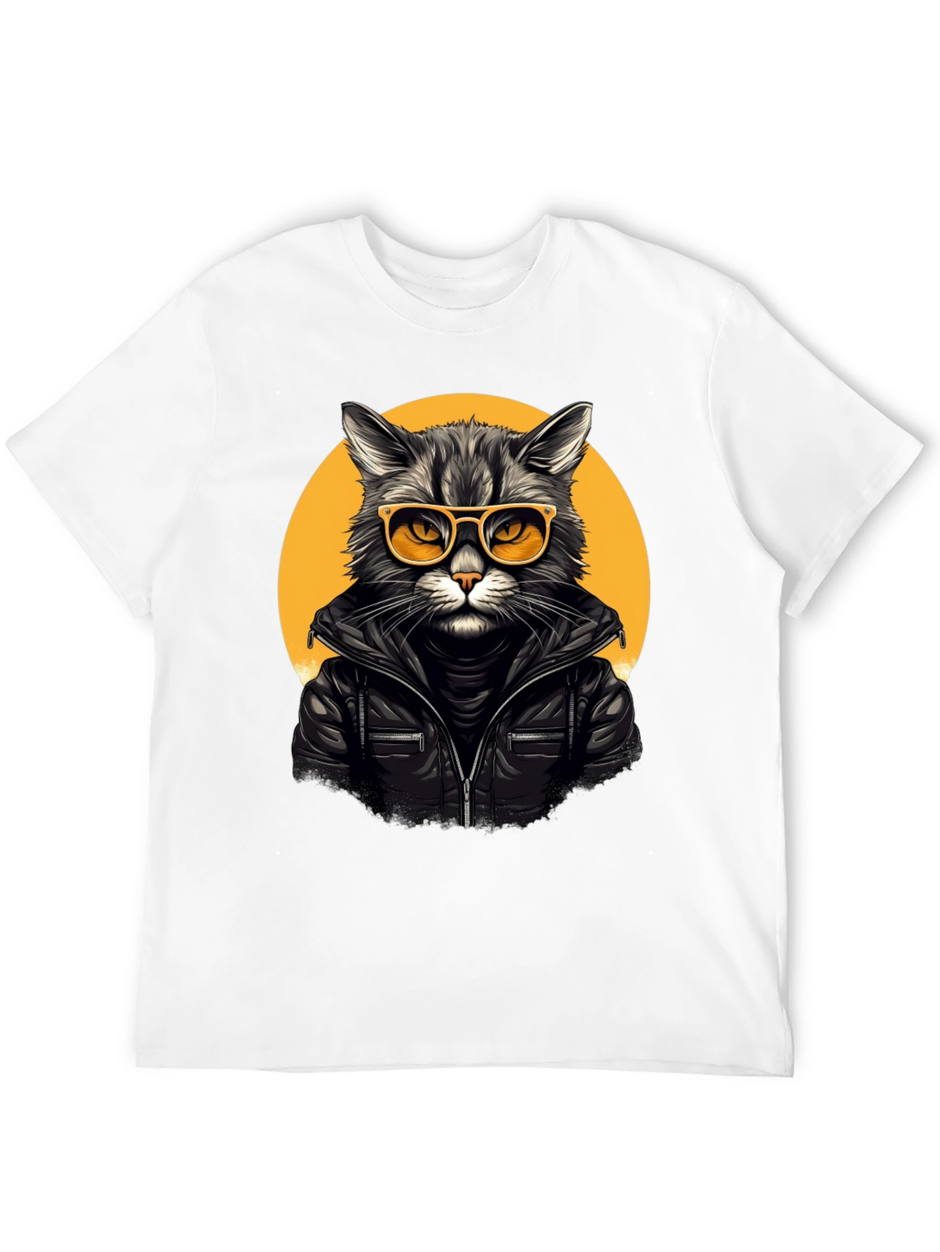 Black Cool Cat Biker T-Shirt view 12