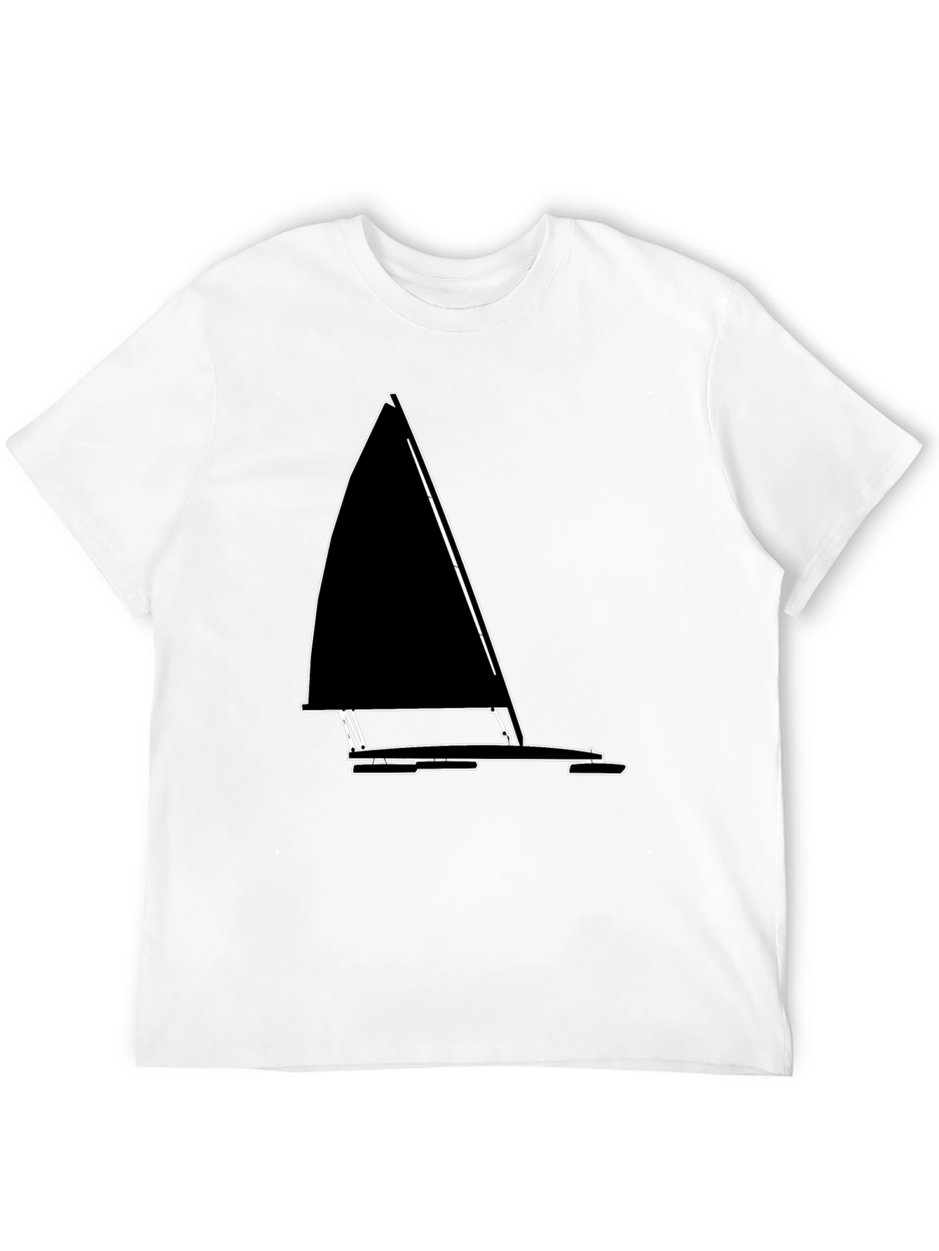 Black Sailboat Outline T-Shirt - Nautical Style view 12