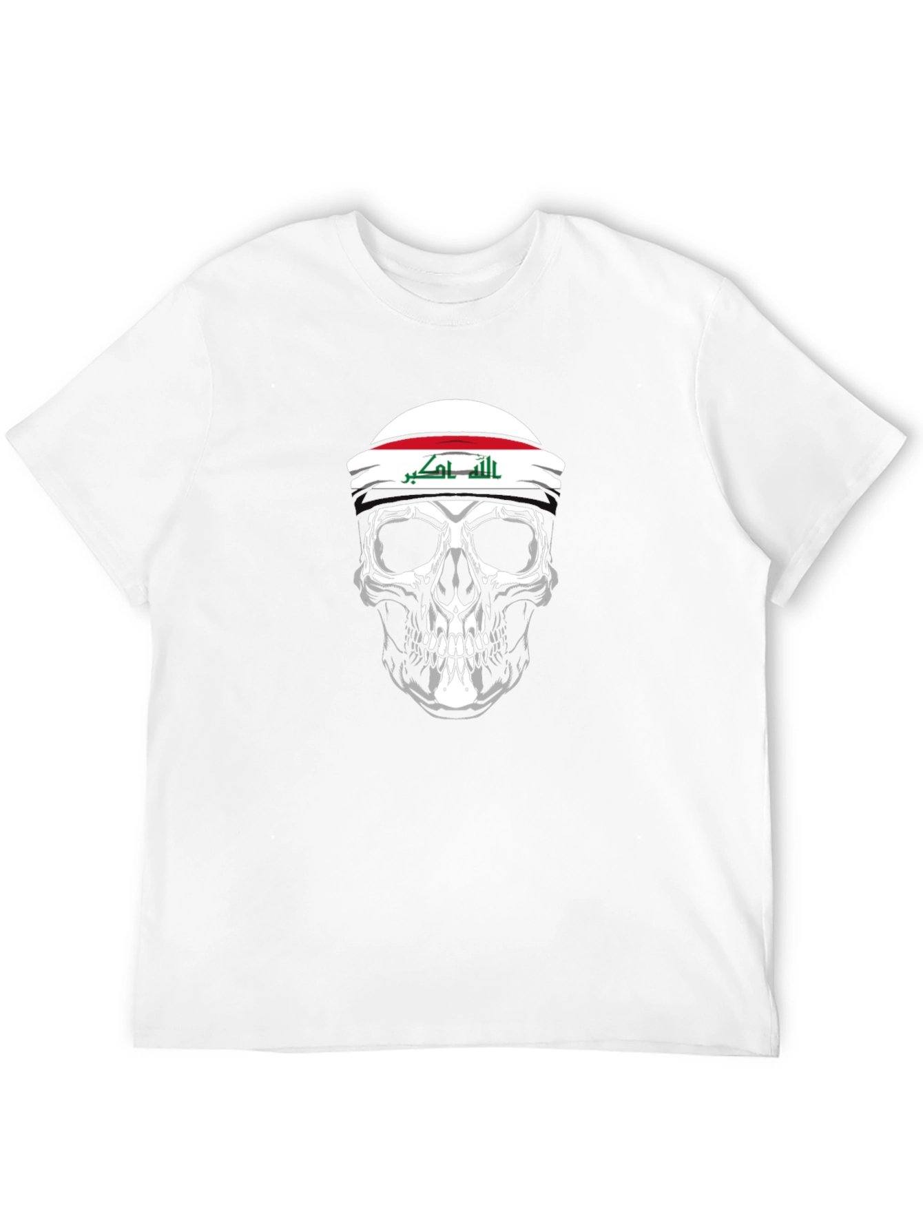 Black Iraqi Flag Skull Graphic Tee - Mens Black T-Shirt view 12