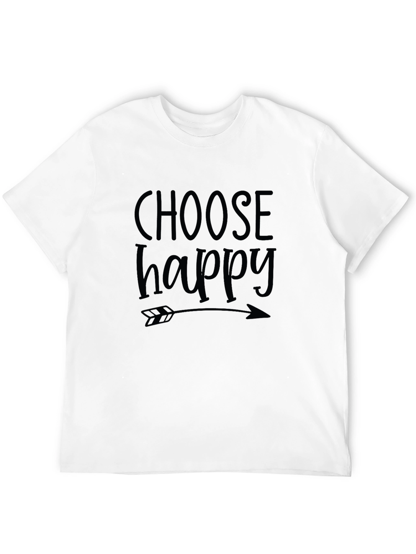 Black Choose Happy Graphic Tee - Black Cotton Blend Comfort view 12