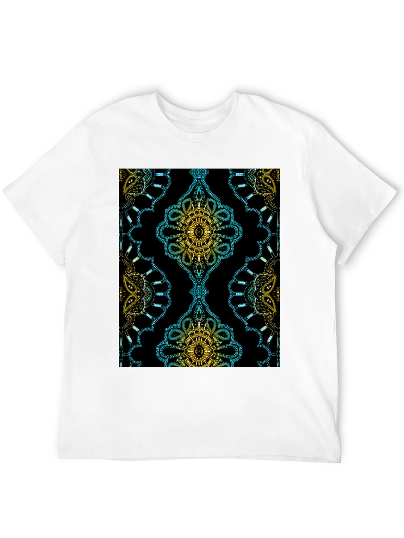 Black Patterned Black Crew Neck T-Shirt view 12