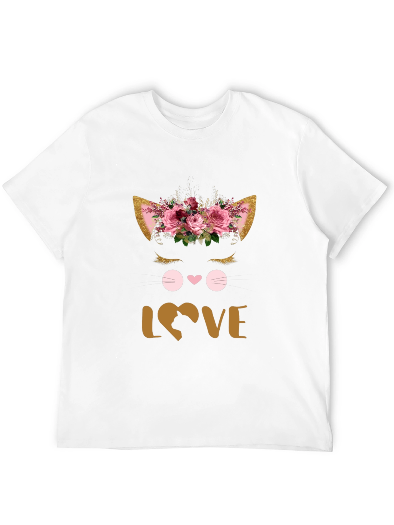 Black Floral Cat Lover T-Shirt view 12