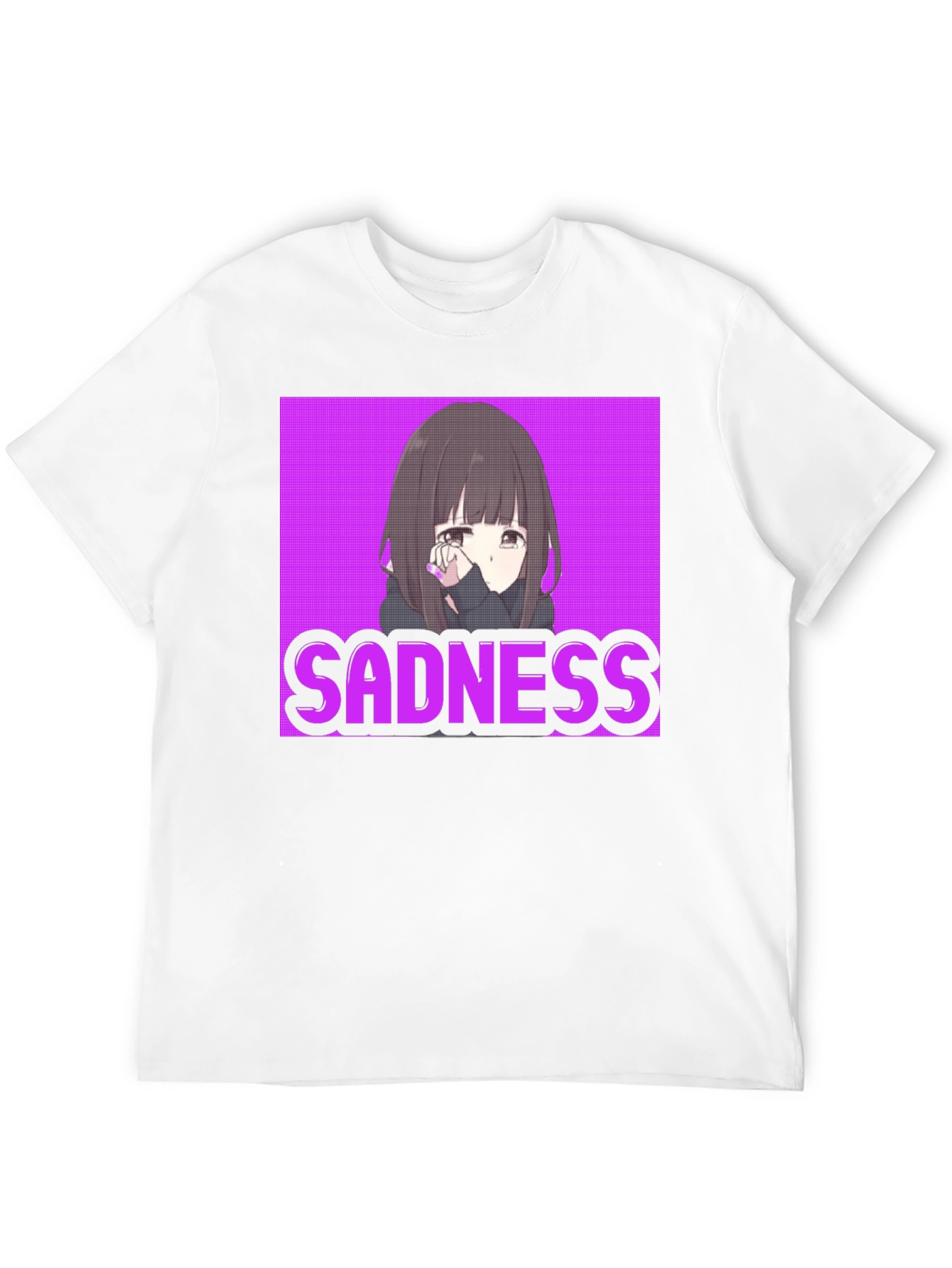 Black Sadness Anime Girl T-Shirt - Streetwear Graphic Tee view 12