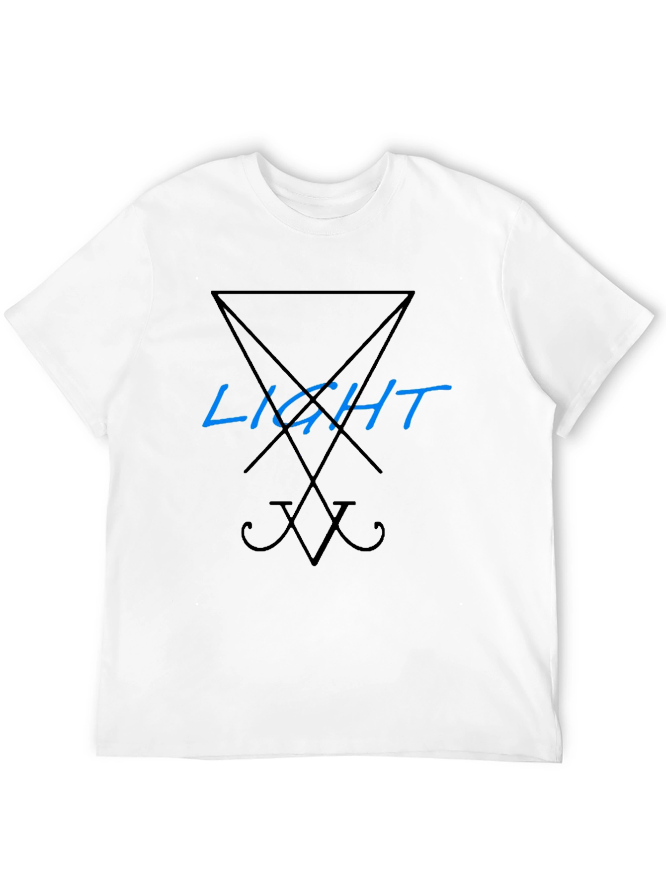 Black Men's Black T-Shirt with 'Light' Lucifer Symbol Design view 12