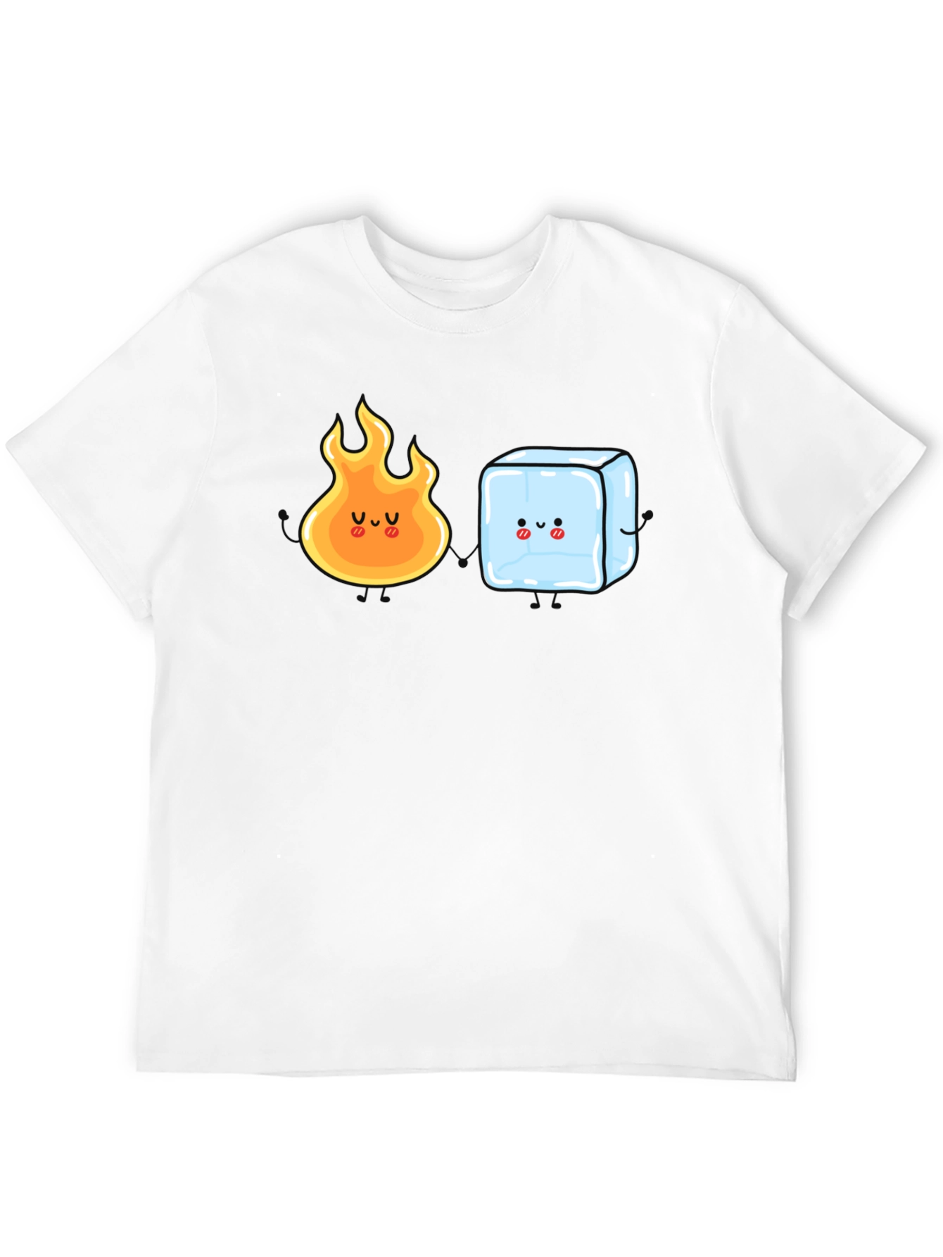 Black Cute Fire and Ice Cube Graphic T-Shirt view 12