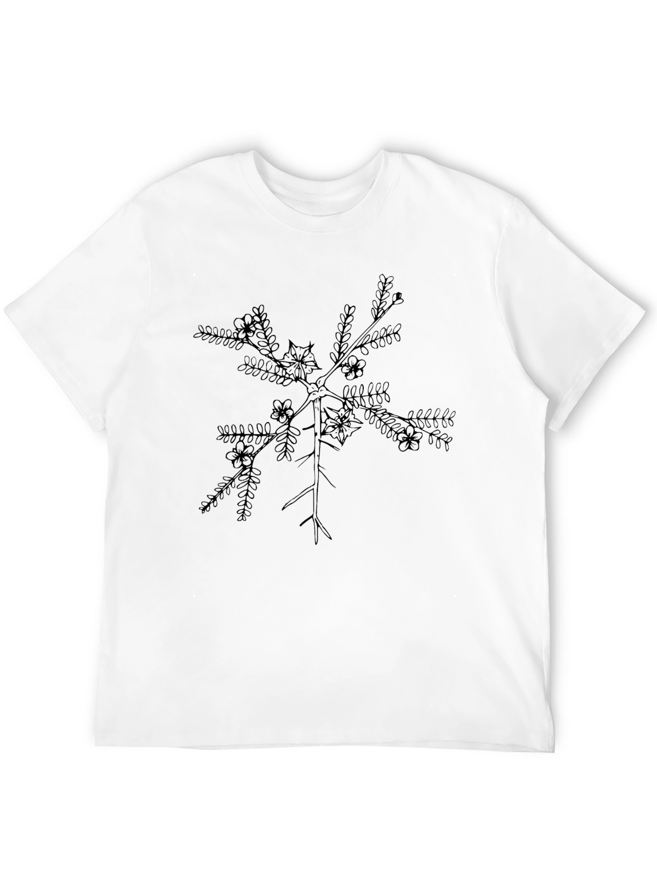 Black Botanical Branch Graphic Tee - Black Casual Comfort view 12