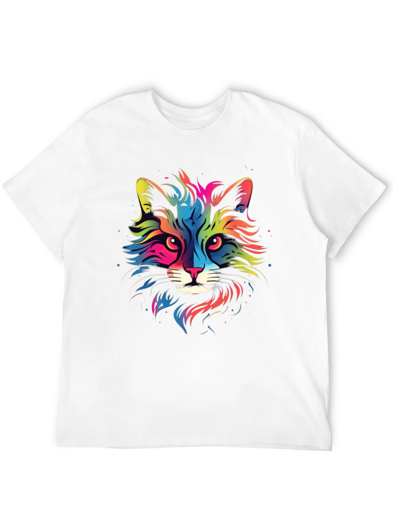 Black Colorful Cat Graphic Black T-Shirt view 12