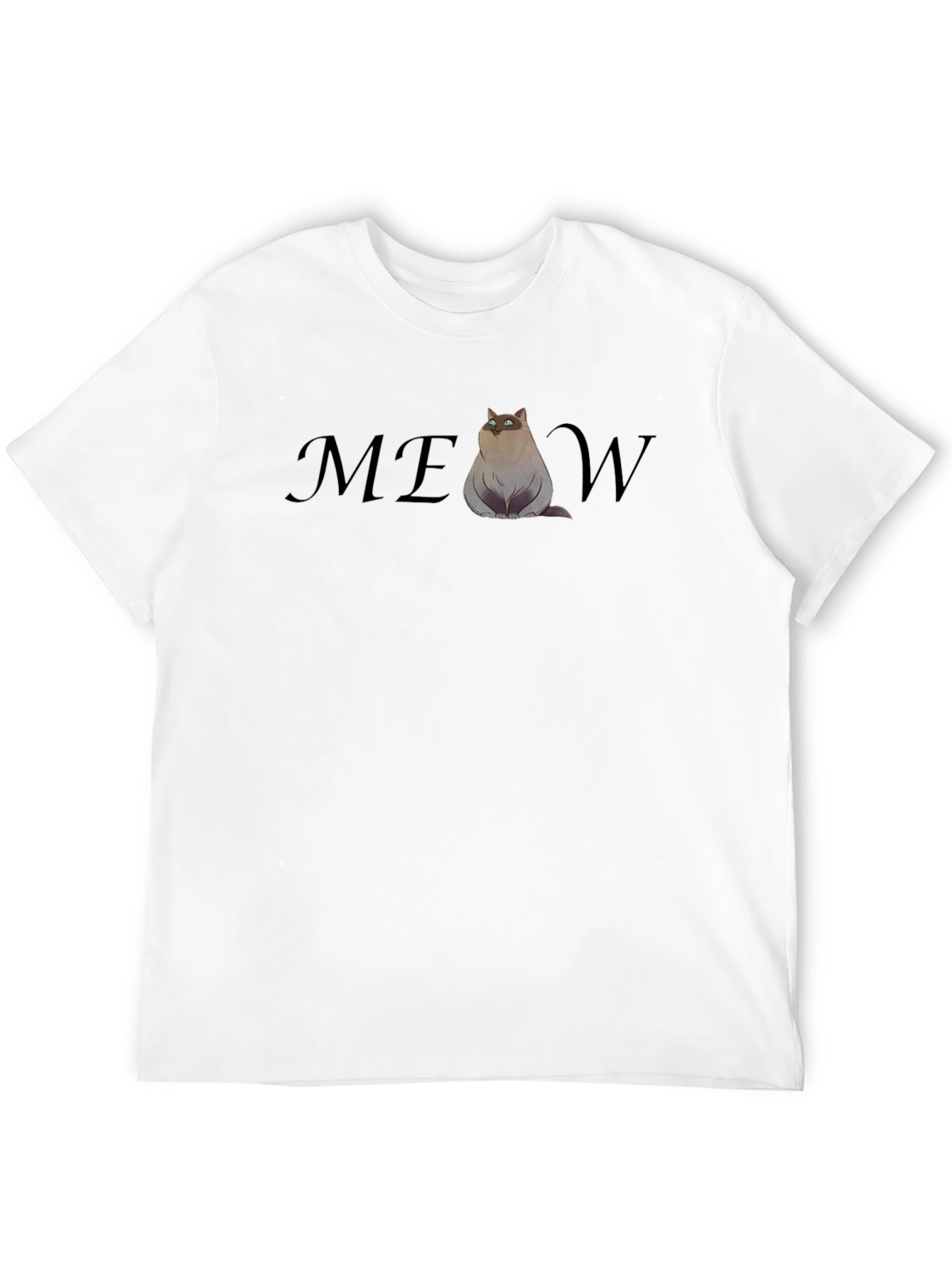 Black Funny Cat MEOW T-Shirt - Cool Graphic Tee view 12