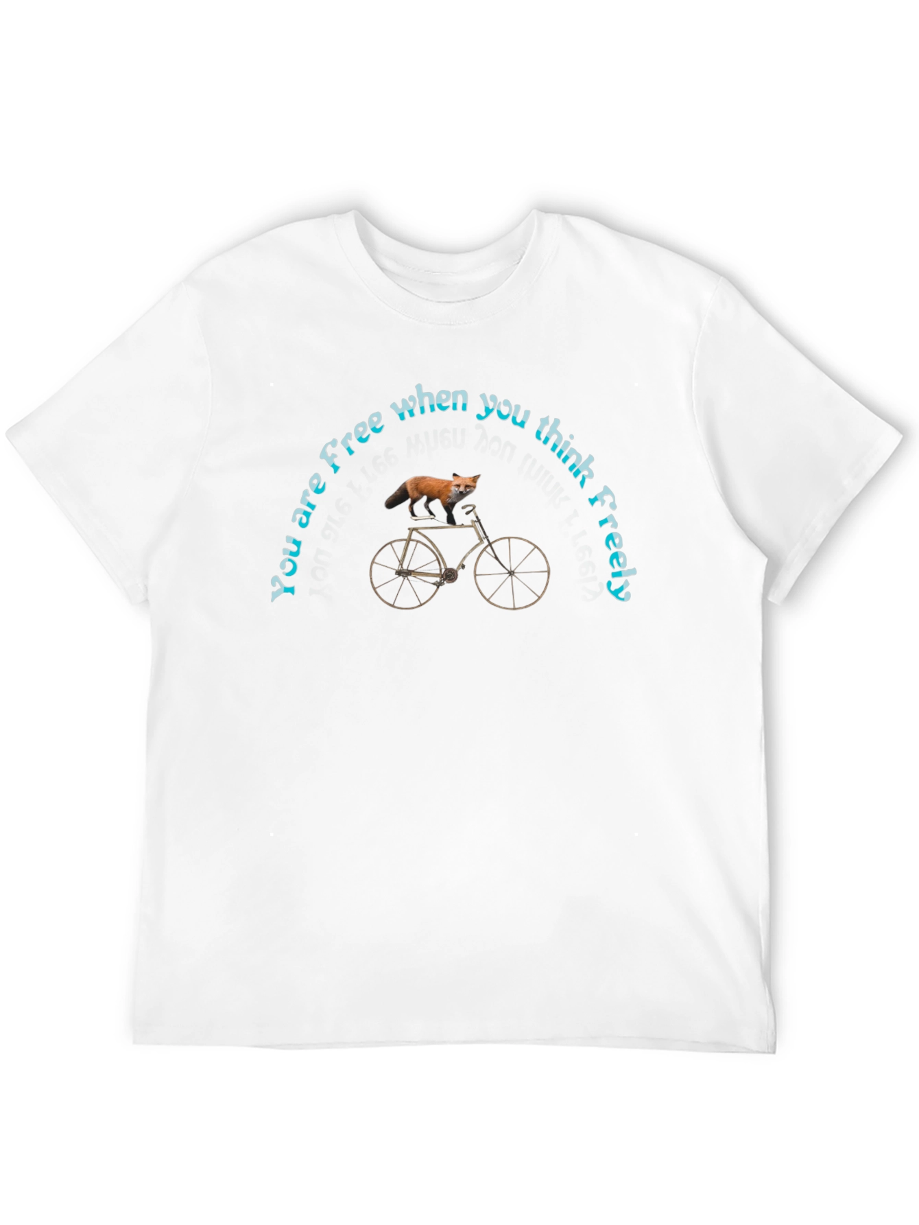 Black Free Thinker Fox Bicycle Graphic T-Shirt view 12