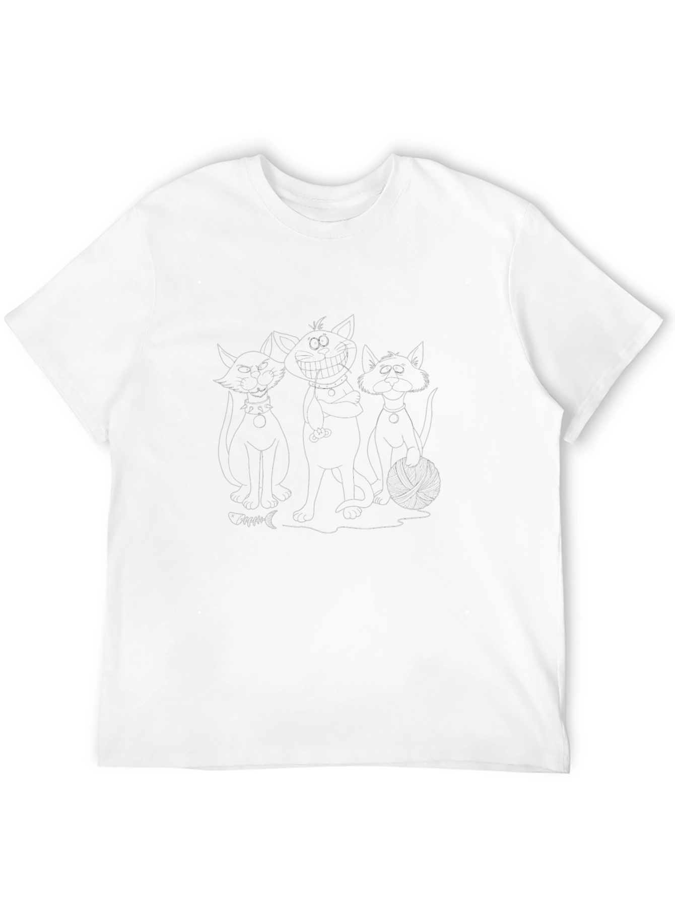 Black Cartoon Cat Crew Graphic Black T-Shirt view 12