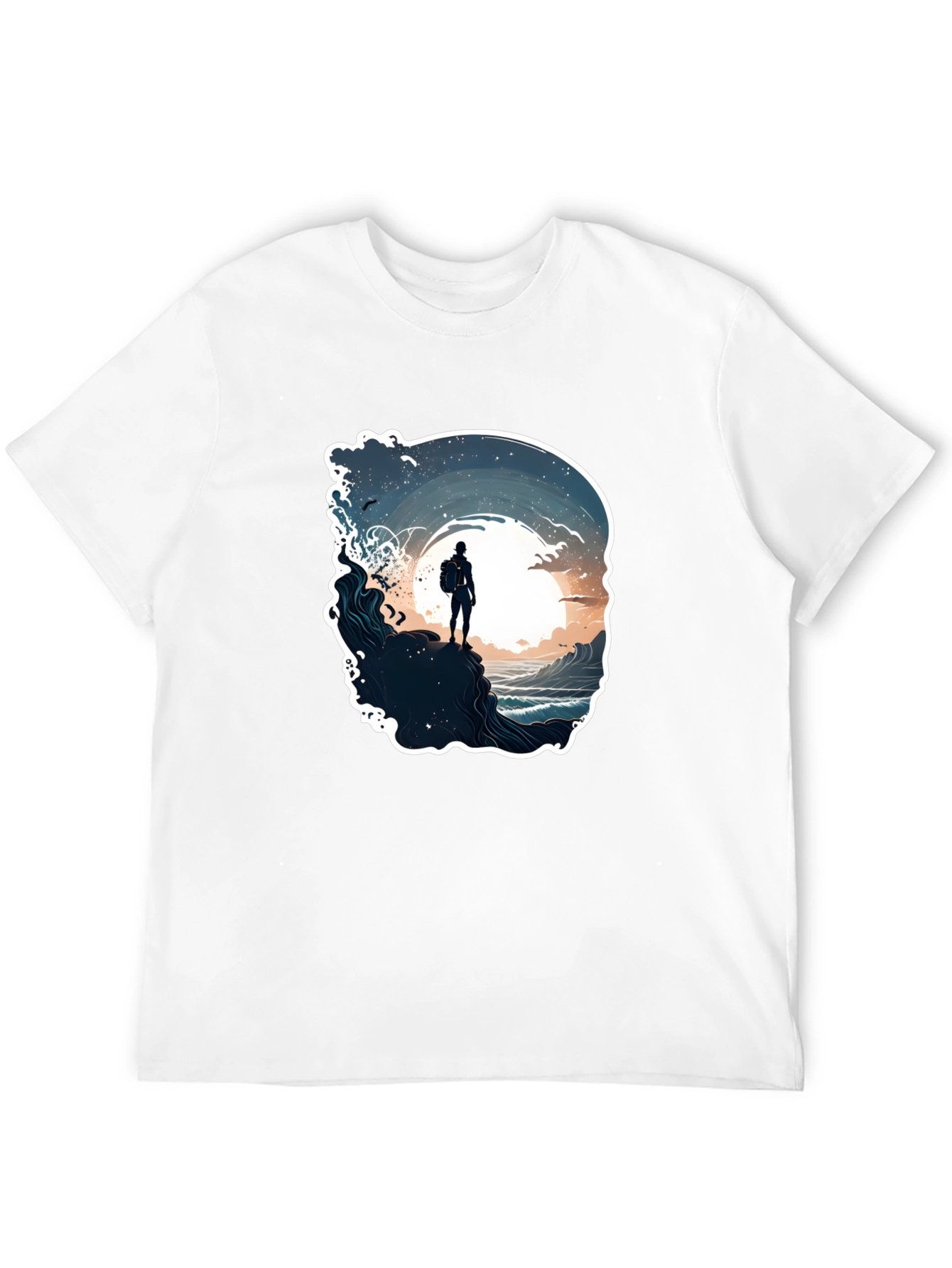 Black Ocean Adventure T-Shirt - Black, Artistic Print view 12