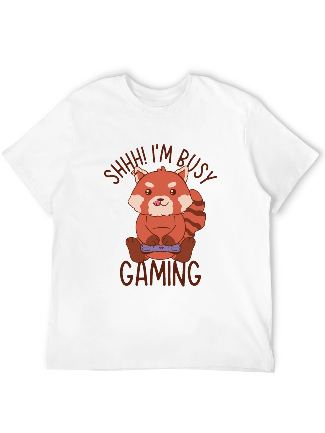 Black Gamer Red Panda T-Shirt - Shhh! I'm Busy Gaming view 12